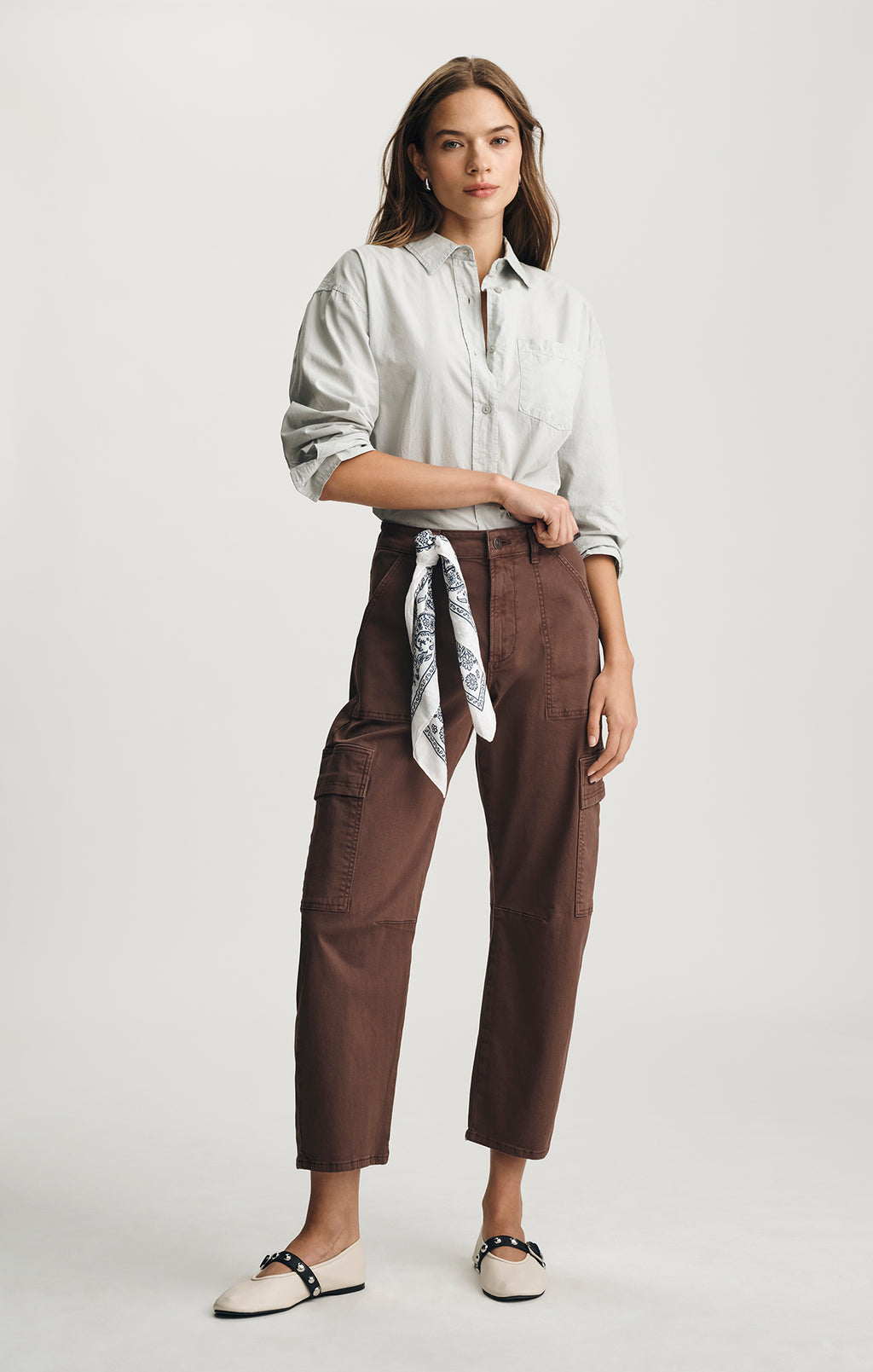 VINNIE BARREL CARGO IN BROWN CASUAL TWILL - Mavi Jeans