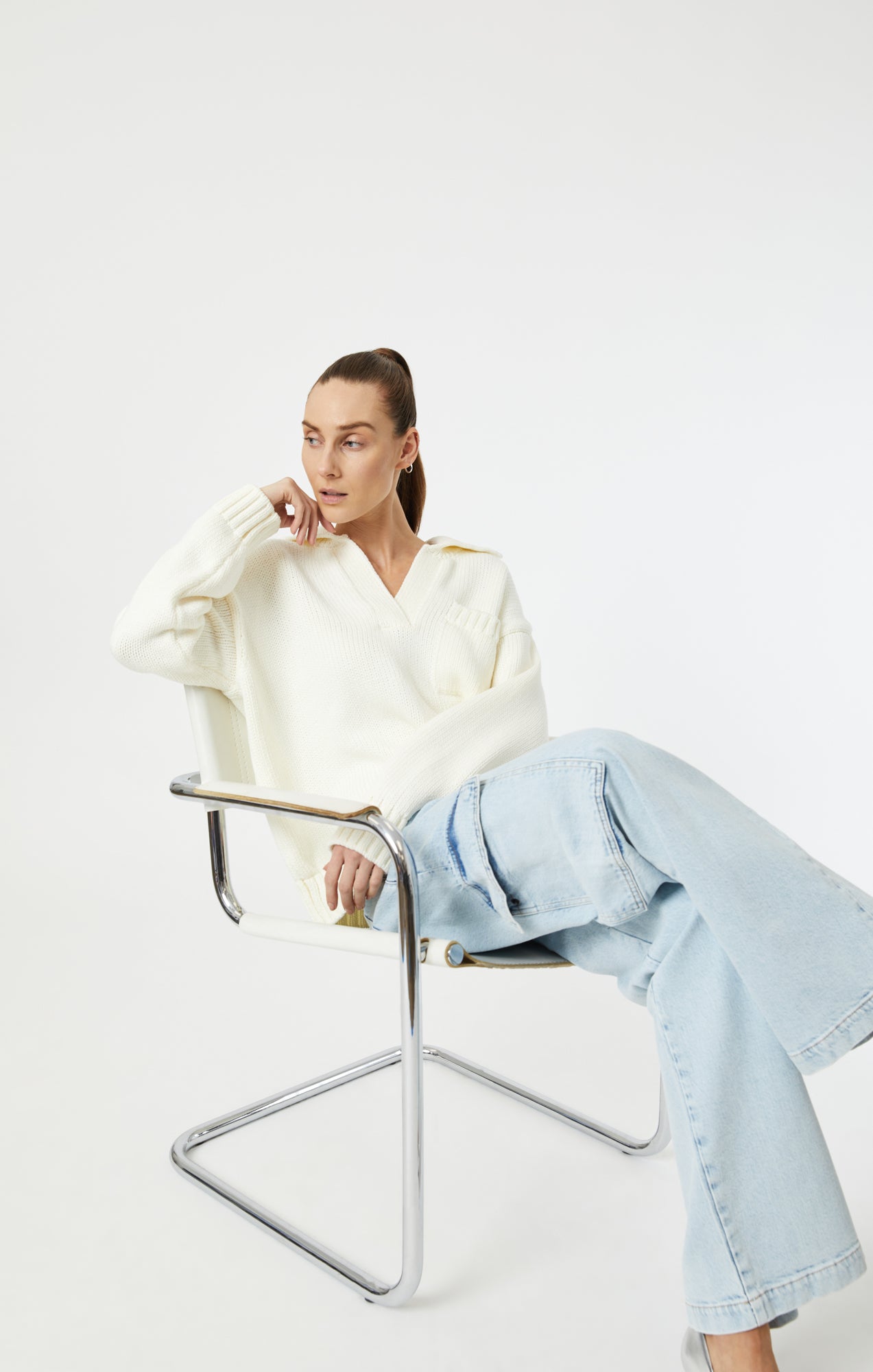 POLO SWEATER IN COCONUT MILK - Mavi Jeans