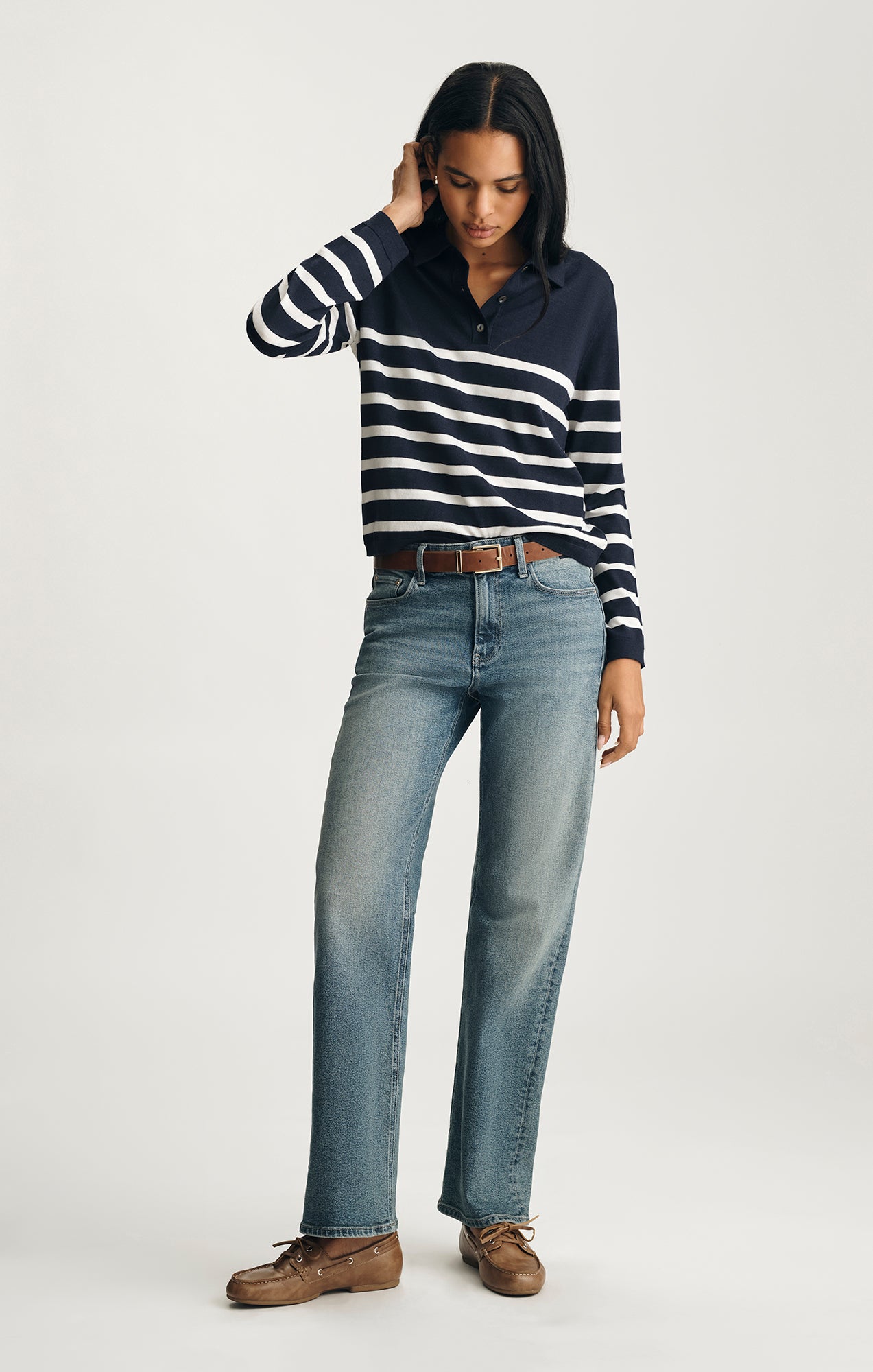 Mavi Women's Edition Merino Wool Polo Sweater In Navy Blazer