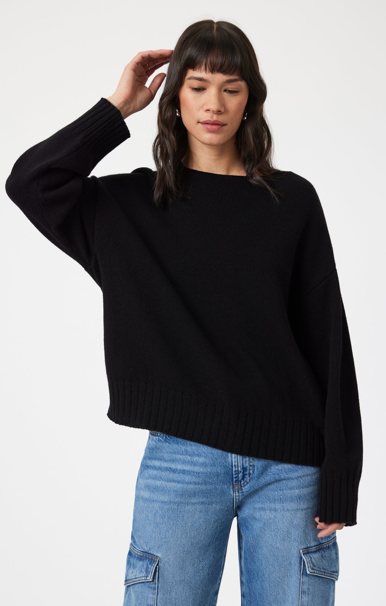 BOAT NECK SWEATER IN BLACK - Mavi Jeans