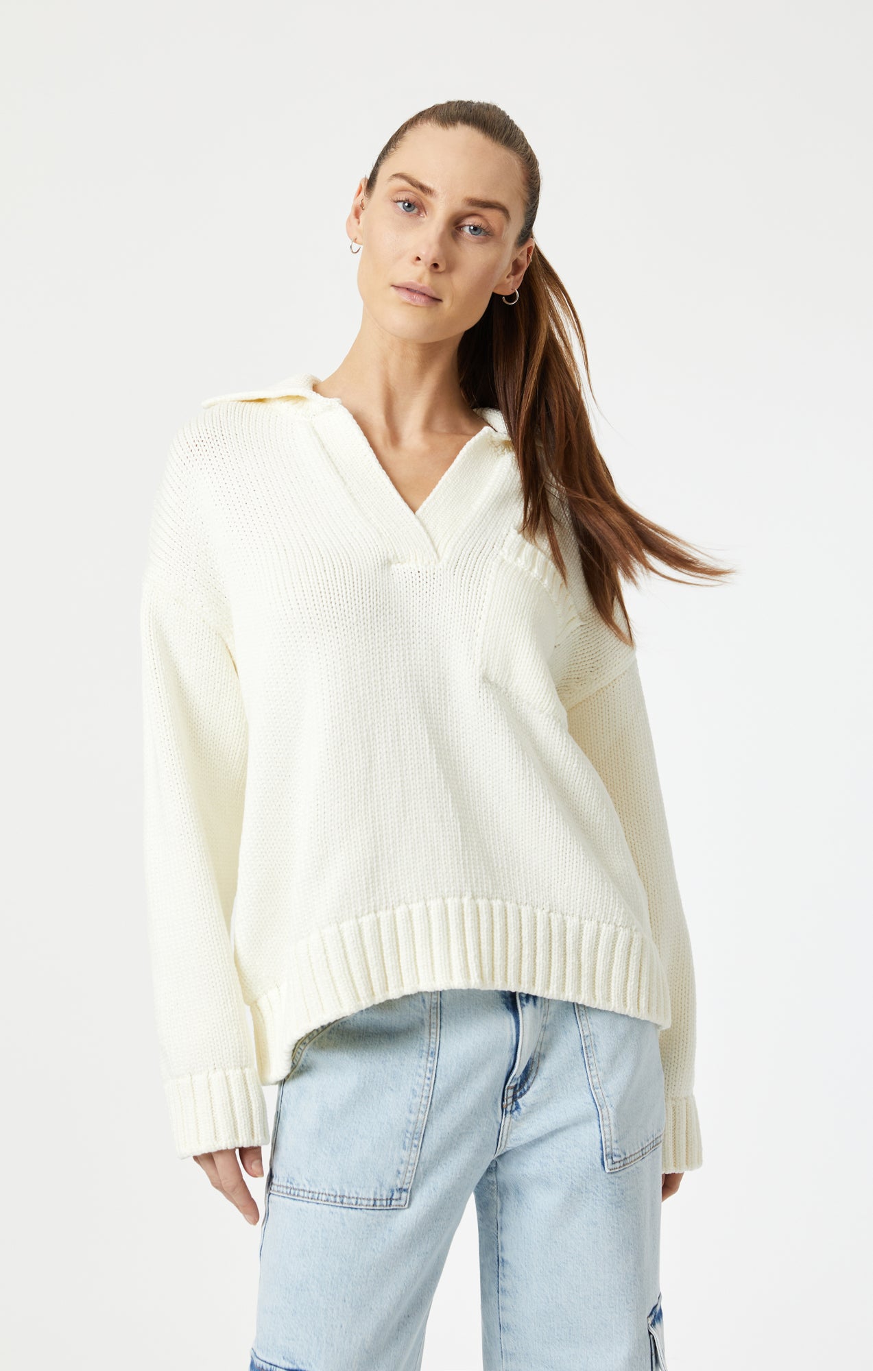 POLO SWEATER IN COCONUT MILK - Mavi Jeans