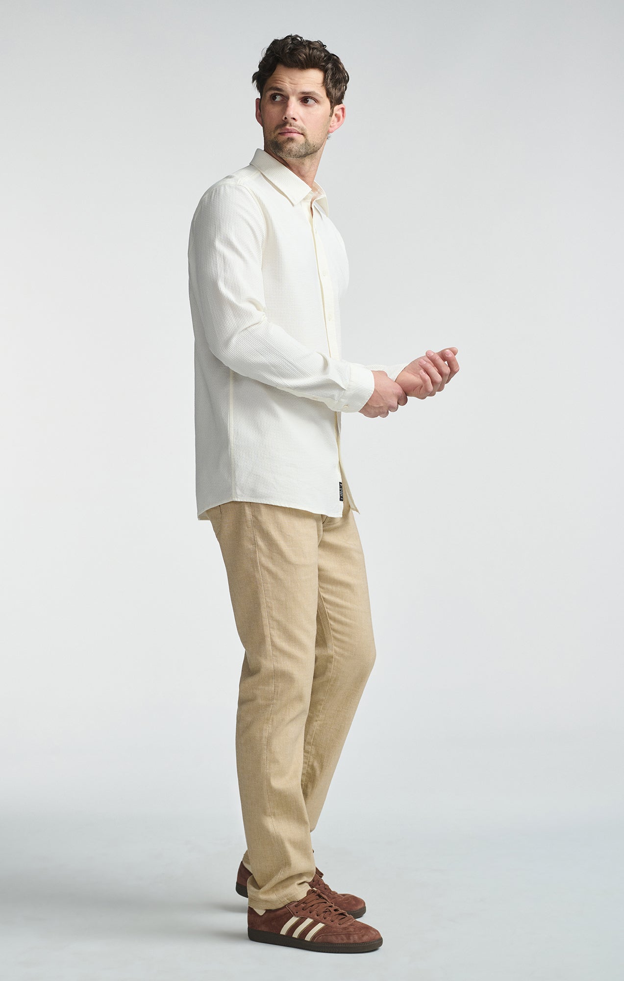 LONG SLEEVE BUTTON-UP SHIRT IN ANTIQUE WHITE - Mavi Jeans