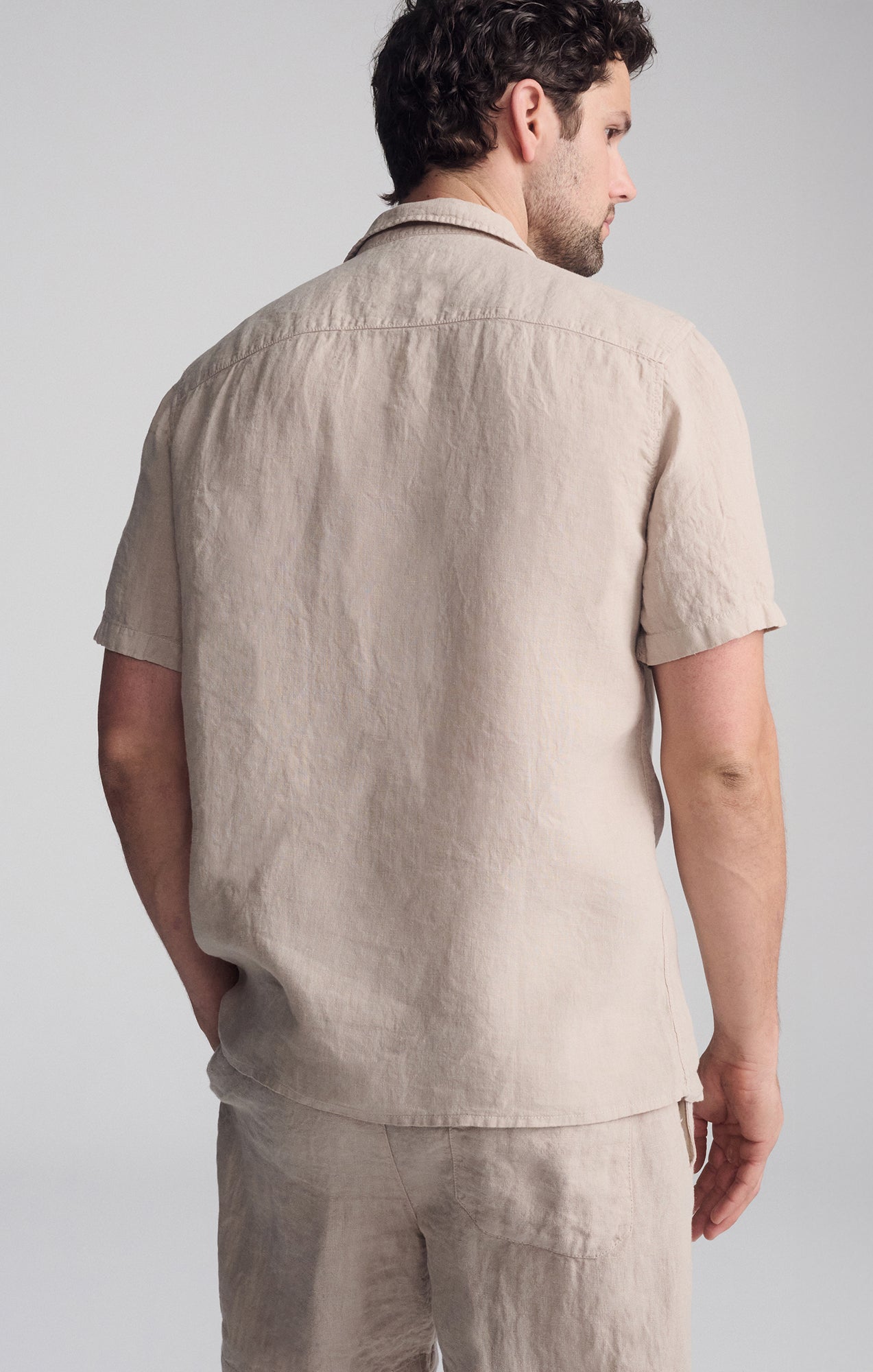 LINEN SHORT SLEEVE SHIRT IN SAND - Mavi Jeans