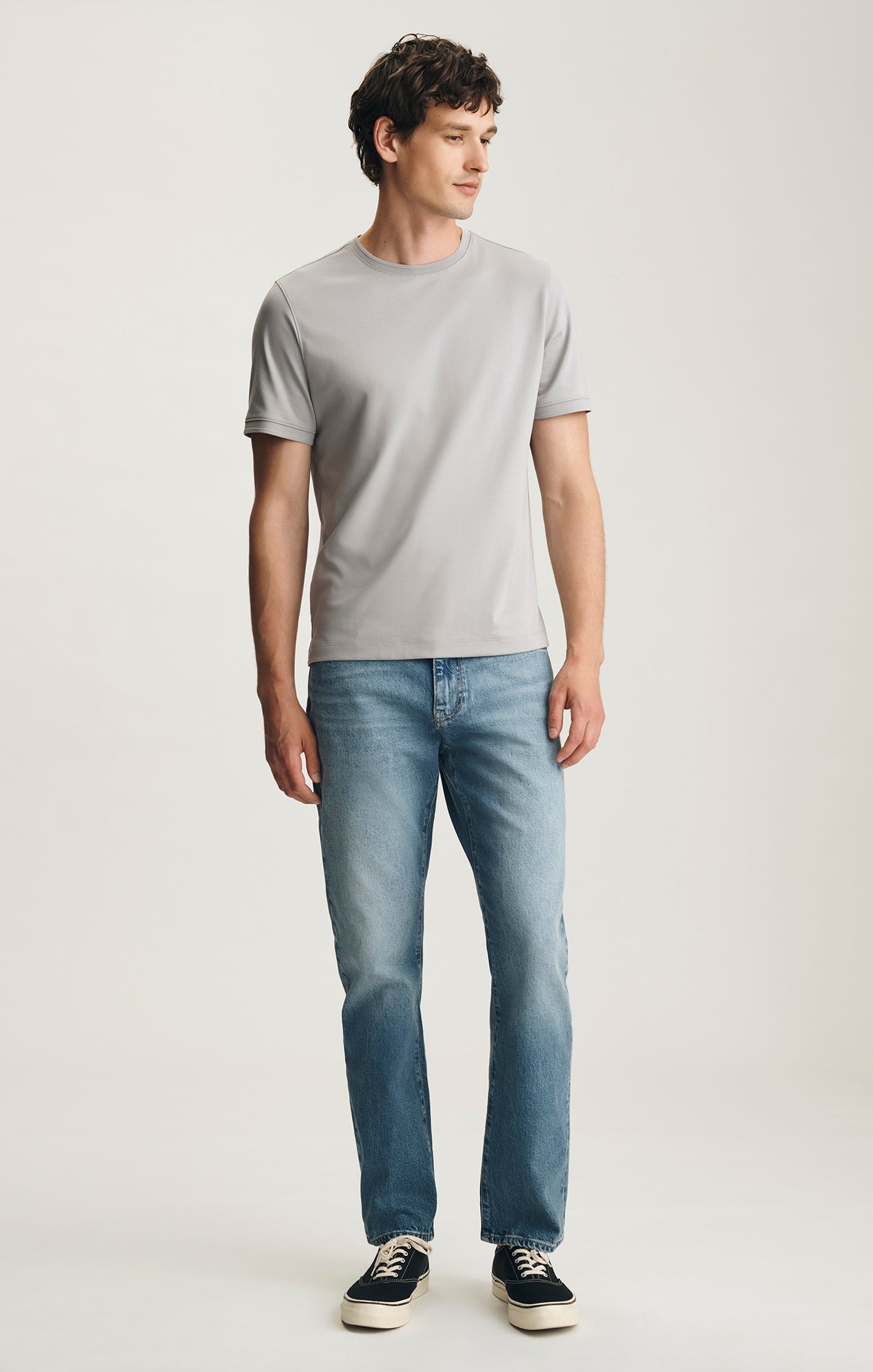 INTERLOCK CREW NECK T-SHIRT IN ALLOY - Mavi Jeans