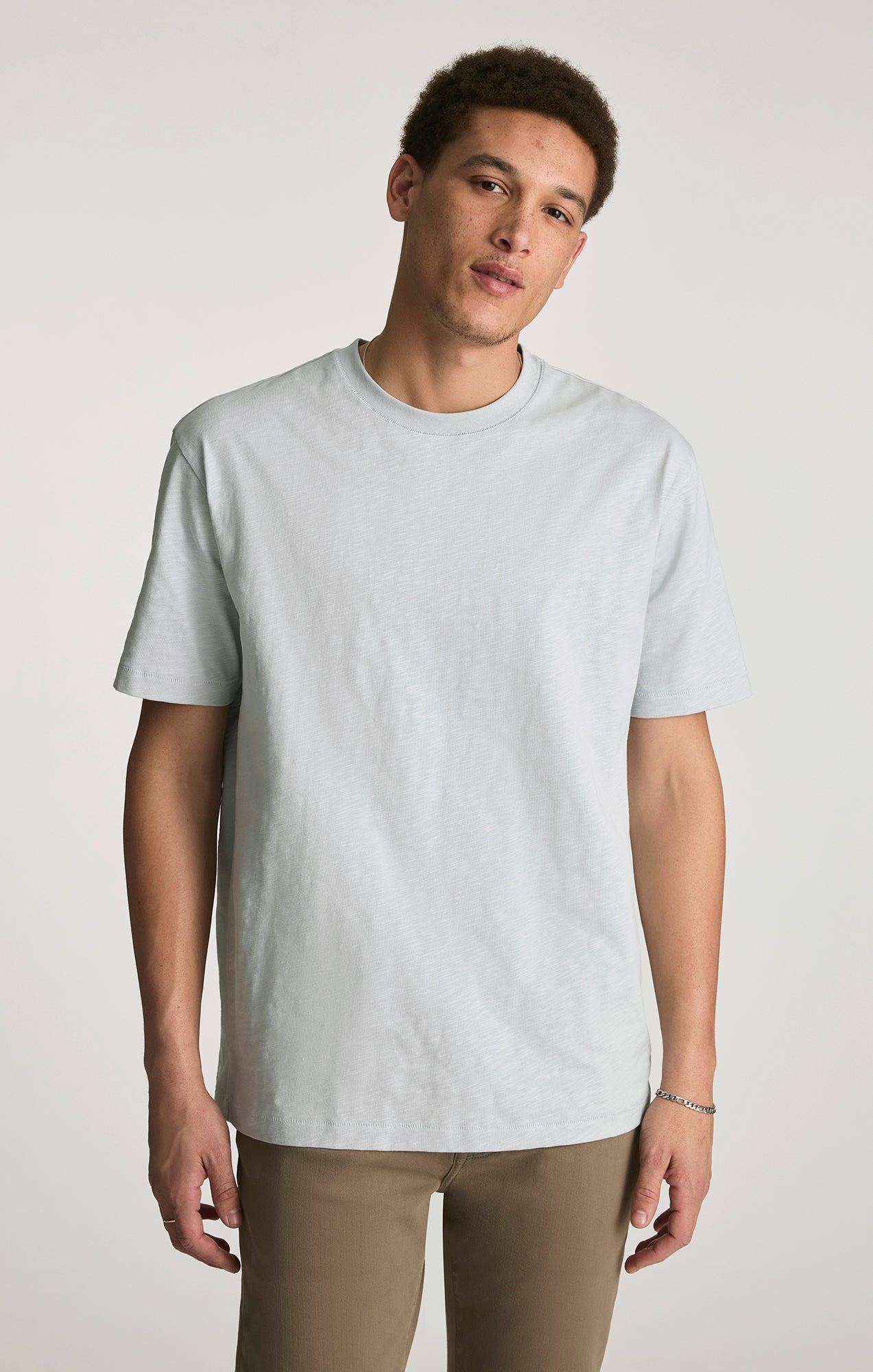 SLUB CREW NECK T-SHIRT IN PEARL BLUE - Mavi Jeans