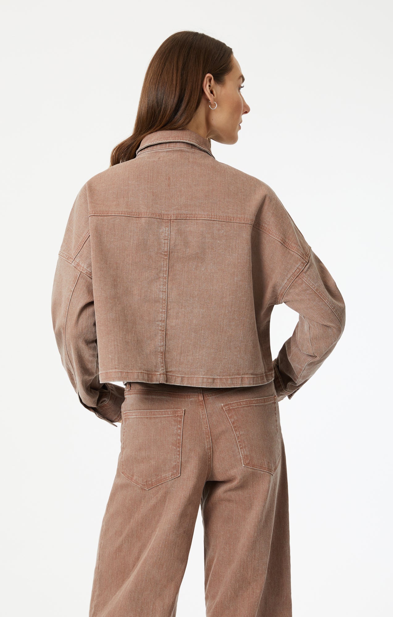 VIVI CROP LONG SLEEVE SHIRT IN ROSE NATURAL DYE - Mavi Jeans