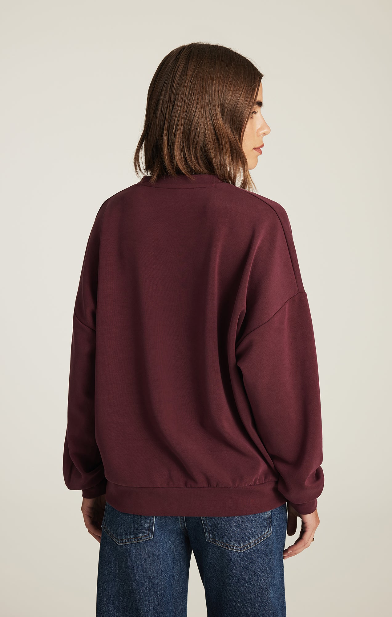 LUXE TOUCH TENCEL™ SWEATSHIRT IN TAWNY PORT