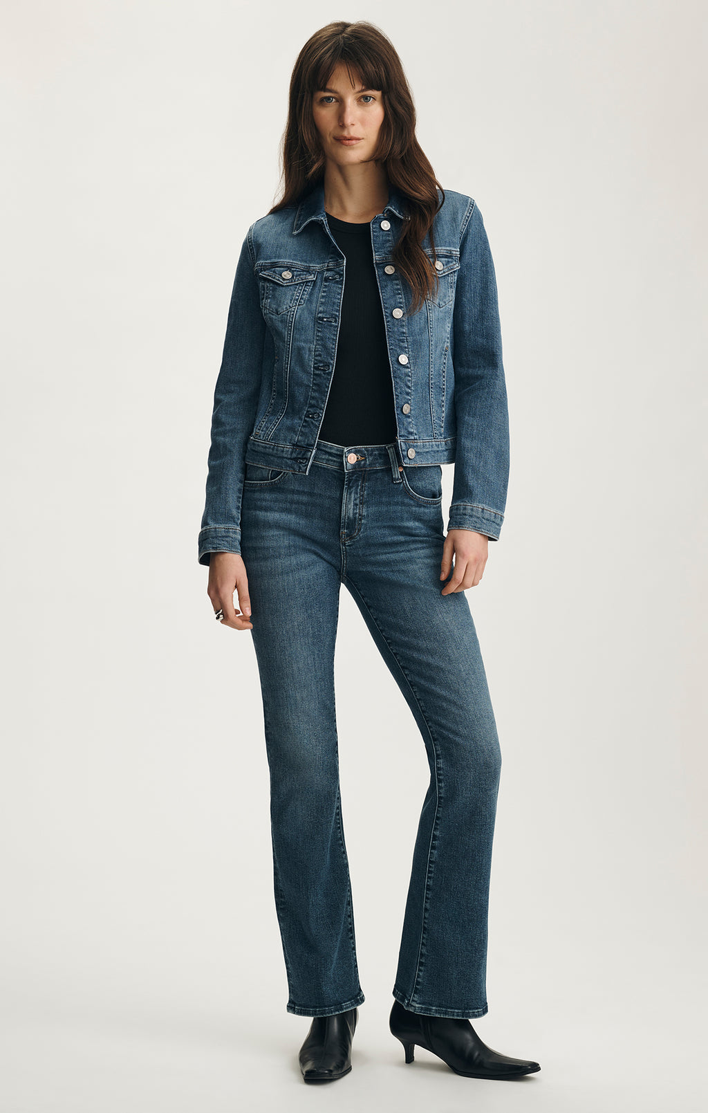 SAMANTHA DENIM JACKET IN DARK BRUSHED FLEX BLUE - Mavi Jeans