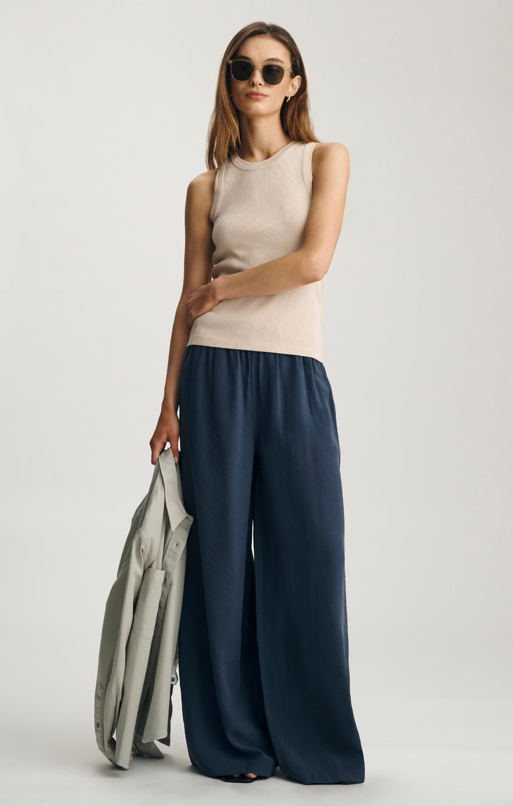 SCOOP NECK TANK TOP IN SANDSHELL - Mavi Jeans
