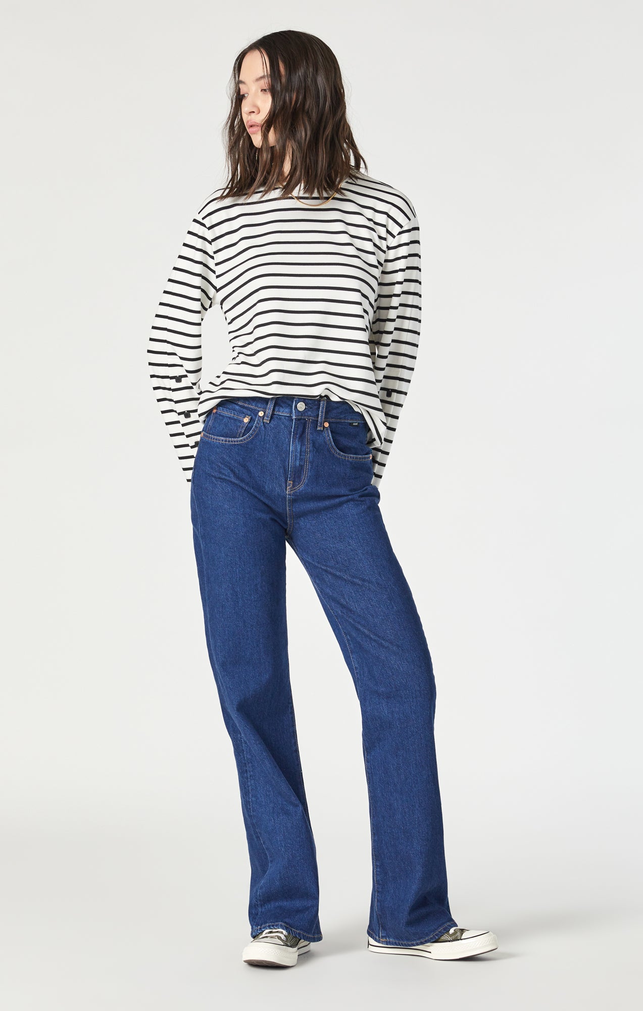 Buy Women Blue Solid High Rise Denim Parallel Trousers - Trousers for Women
