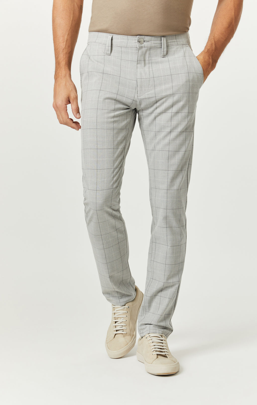 MILTON SLIM STRAIGHT CHINO IN LIGHT GREY CHECK - Mavi Jeans