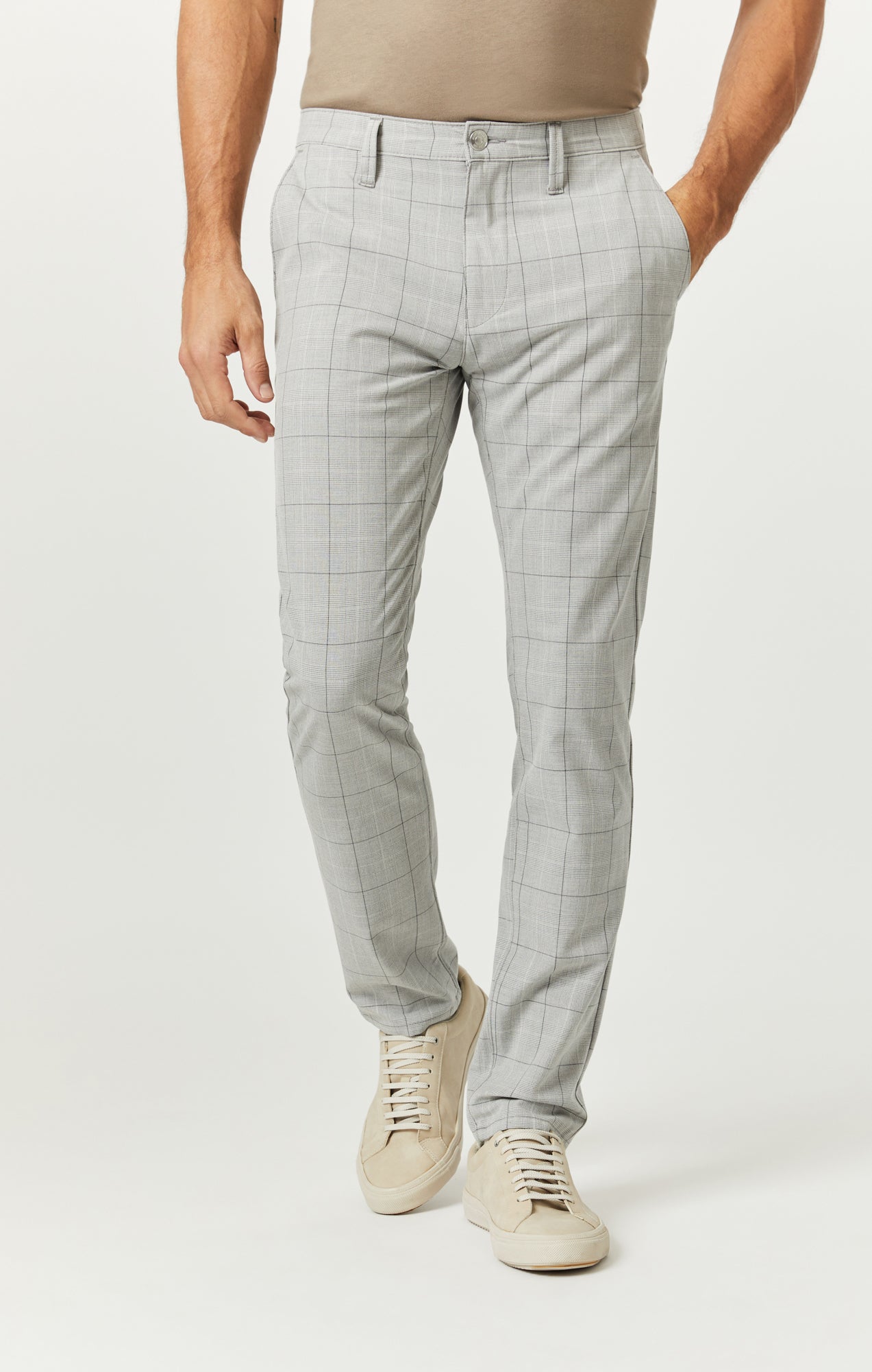 MILTON SLIM STRAIGHT CHINO IN LIGHT GREY CHECK - Mavi Jeans