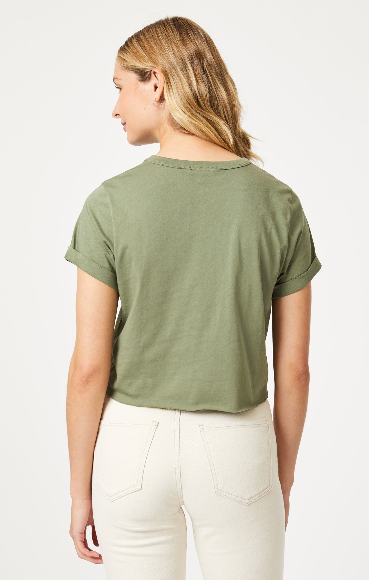 CROPPED T-SHIRT IN DEEP LICHEN GREEN - Mavi Jeans