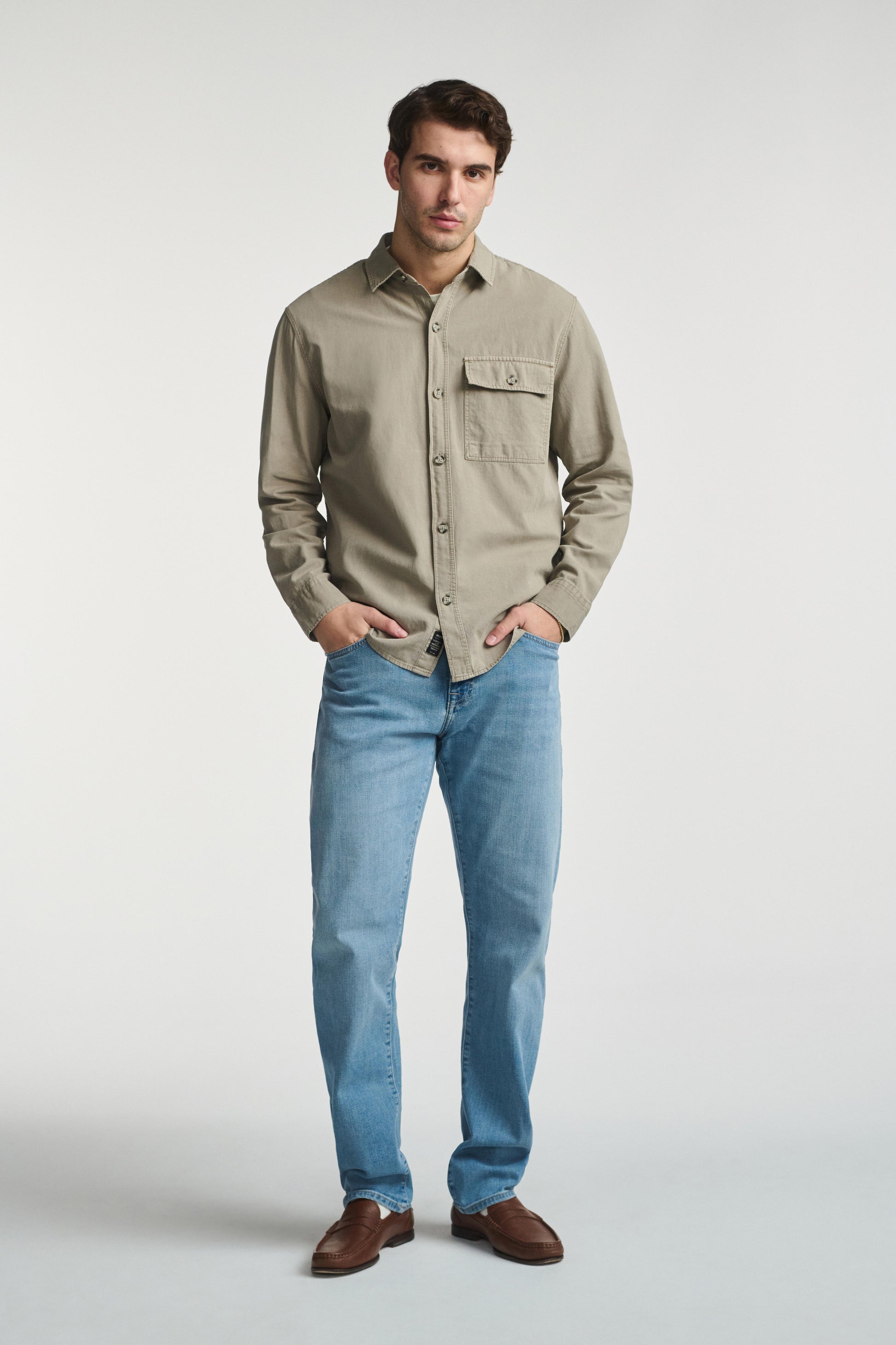 ONE POCKET BUTTON-UP SHIRT IN ROASTED CASHEW - Mavi Jeans