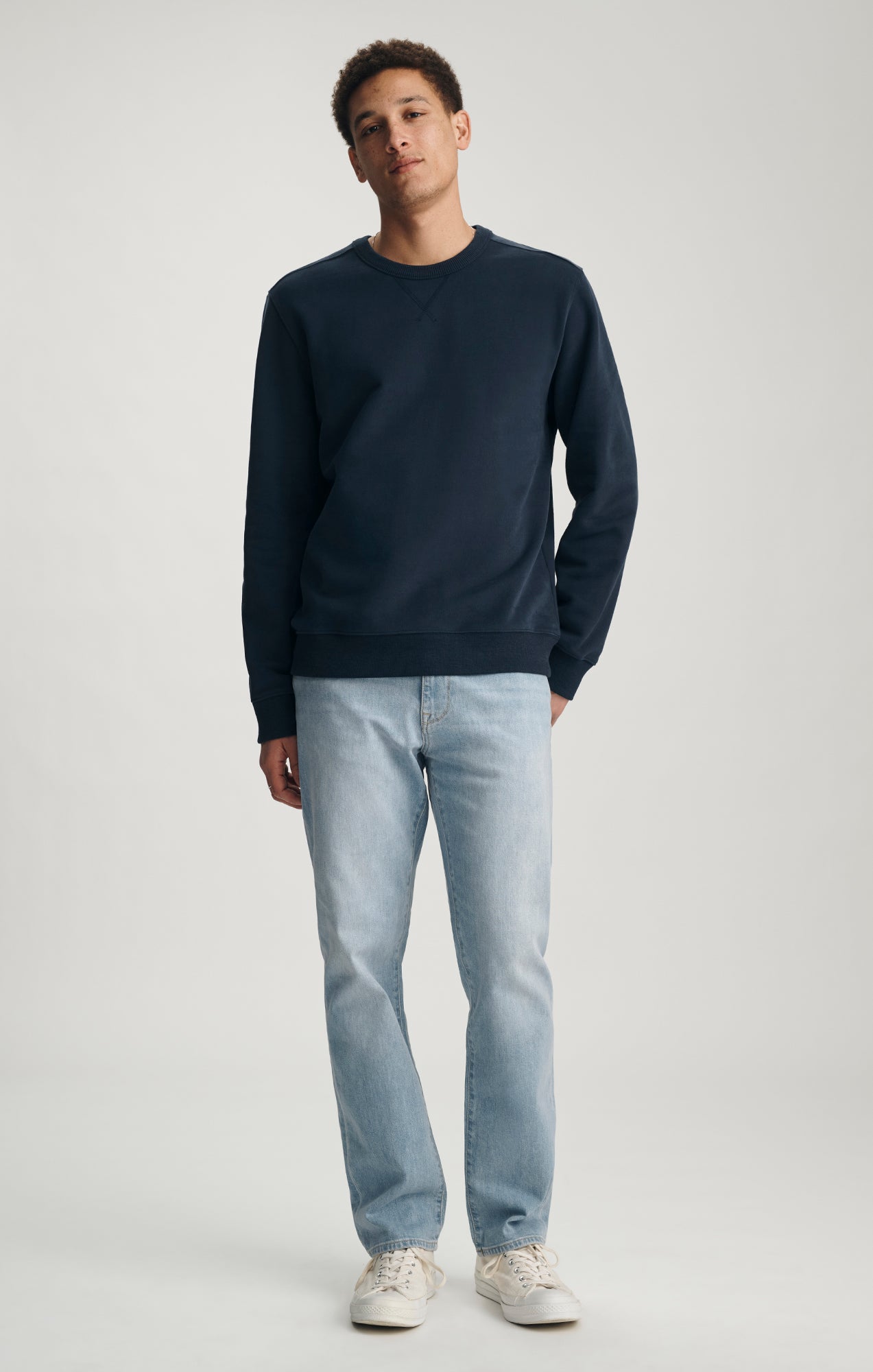 Mavi Men's V-Stitch Crew Neck Sweatshirt In Total Eclipse – Mavi