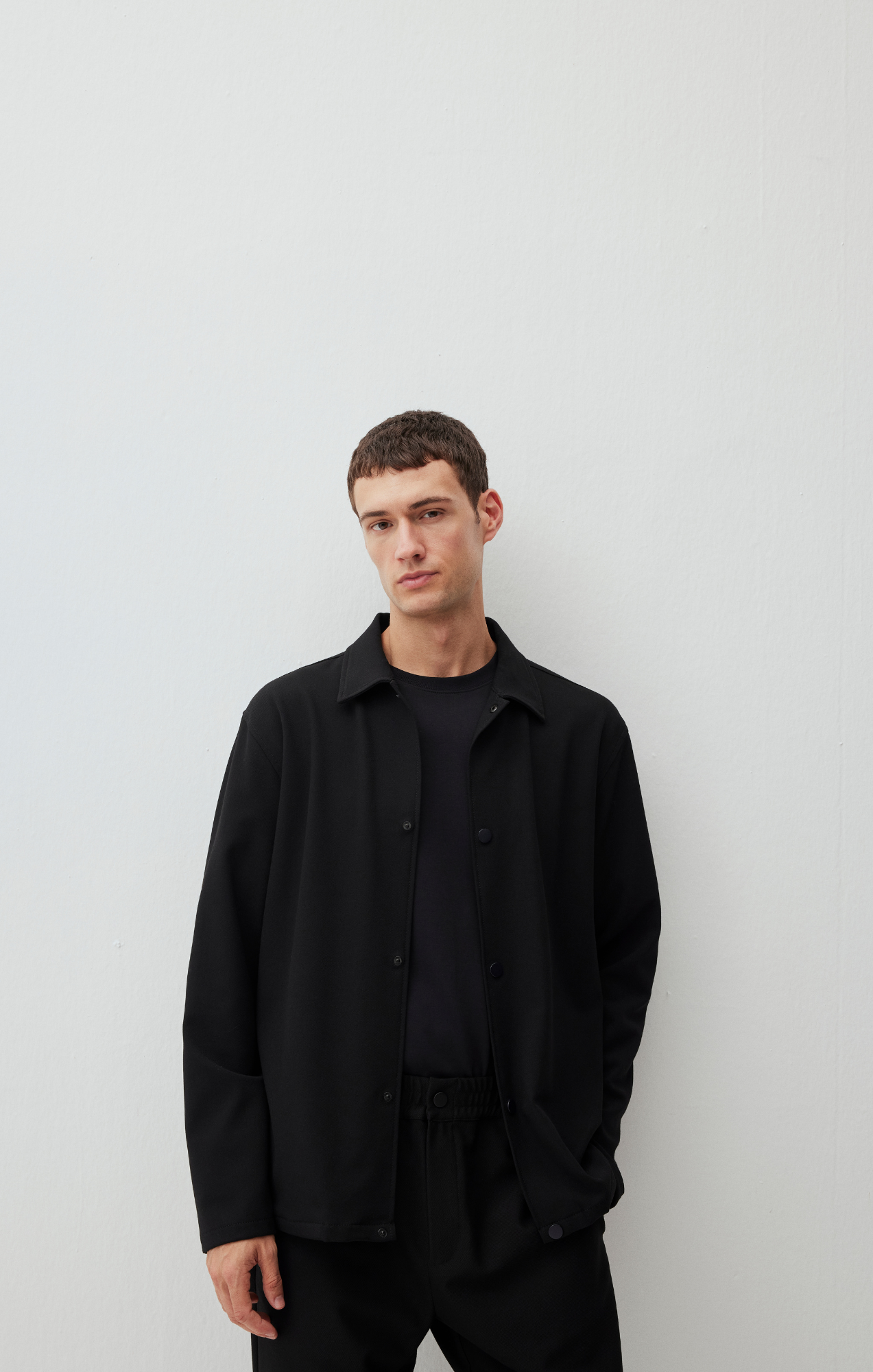 LONG SLEEVE SNAP-BUTTON SHIRT IN BLACK - Mavi Jeans