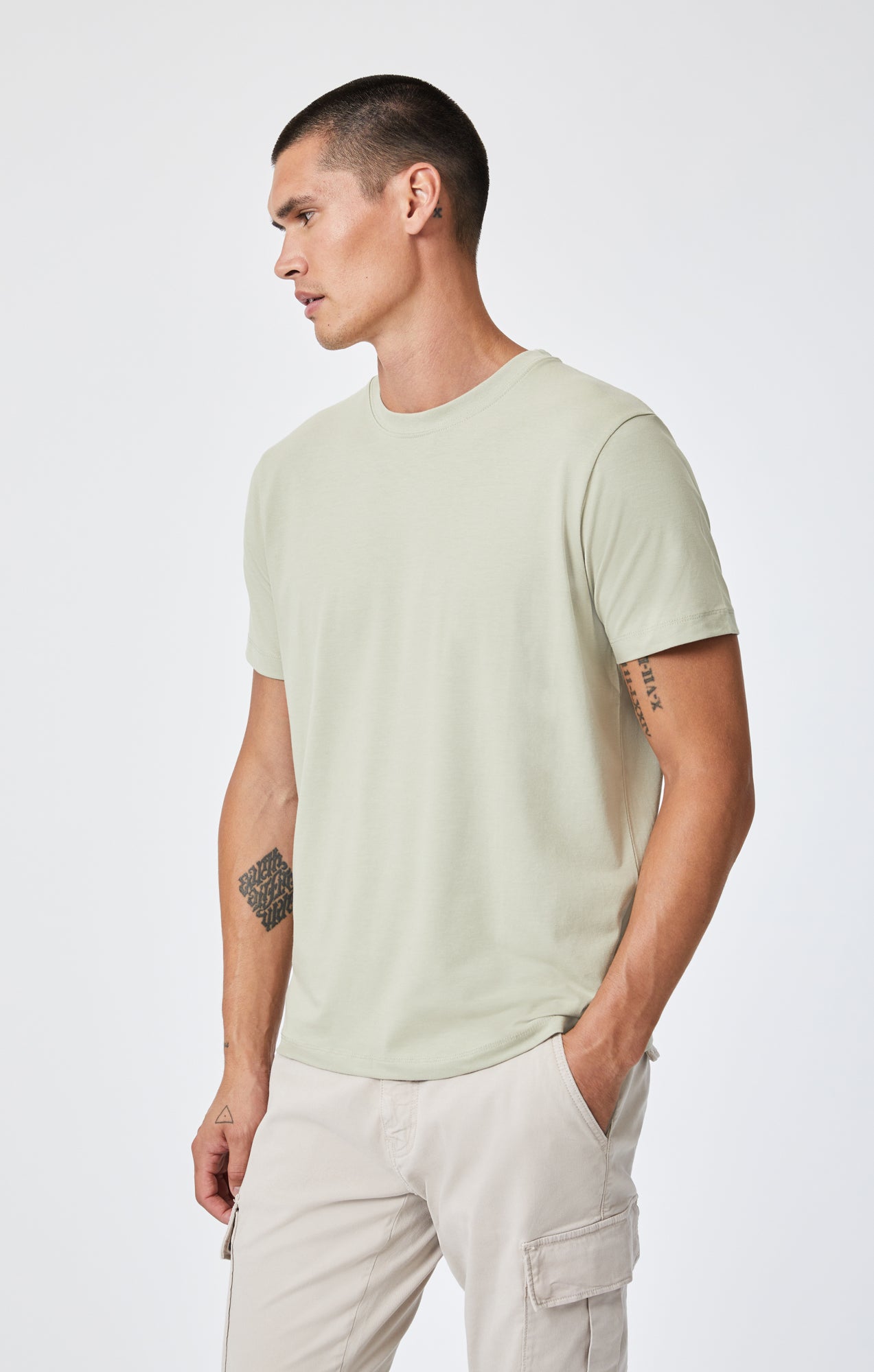 CREW NECK T-SHIRT IN TEA NATURAL DYE - Mavi Jeans