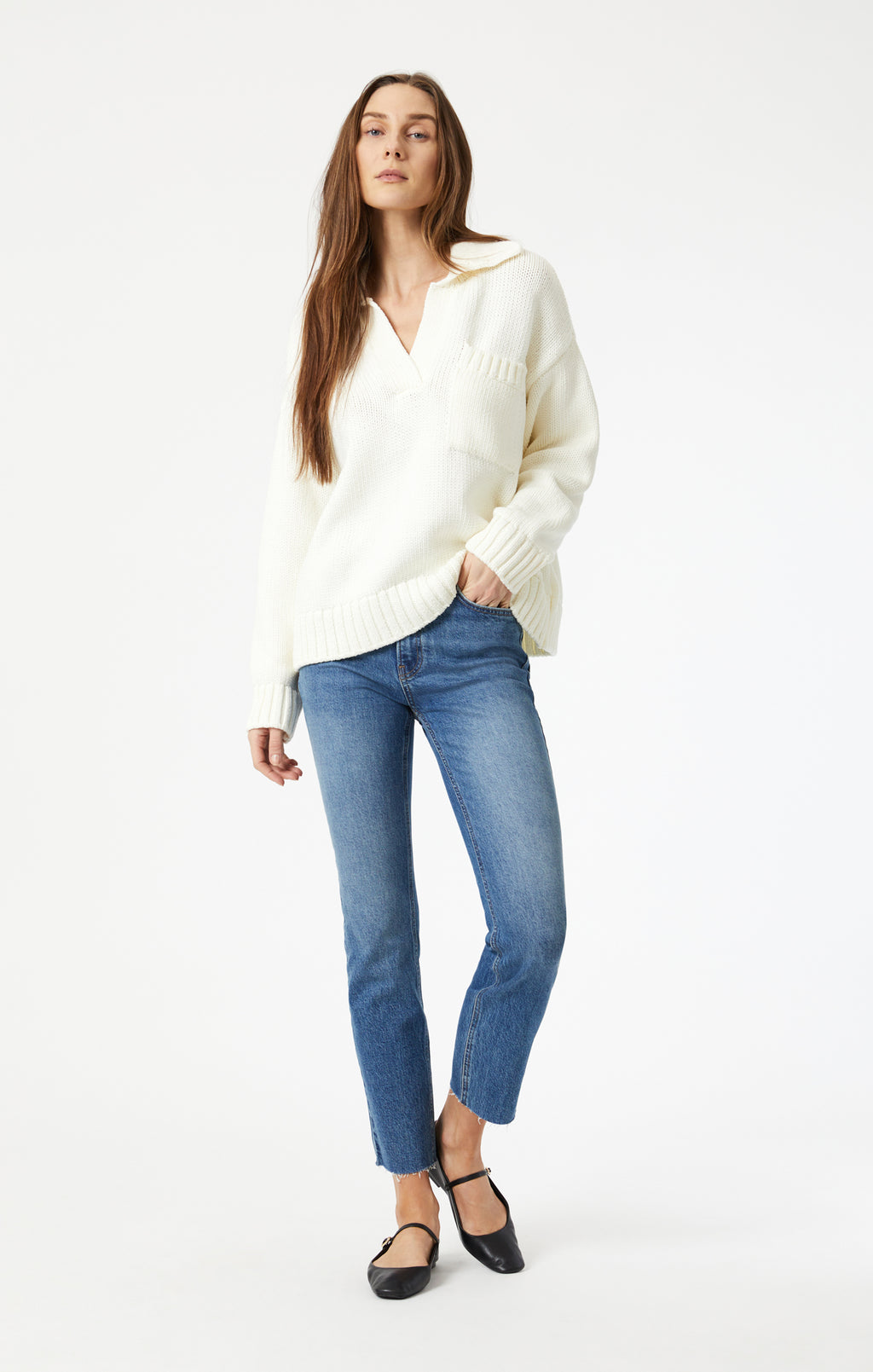 VIOLA STRAIGHT LEG IN DARK BRUSHED RECYCLED BLUE - Mavi Jeans
