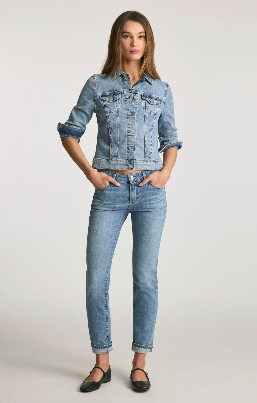 VESTE EN JEAN SAMANTHA BLEU FLEX BROSSÉ CLAIR