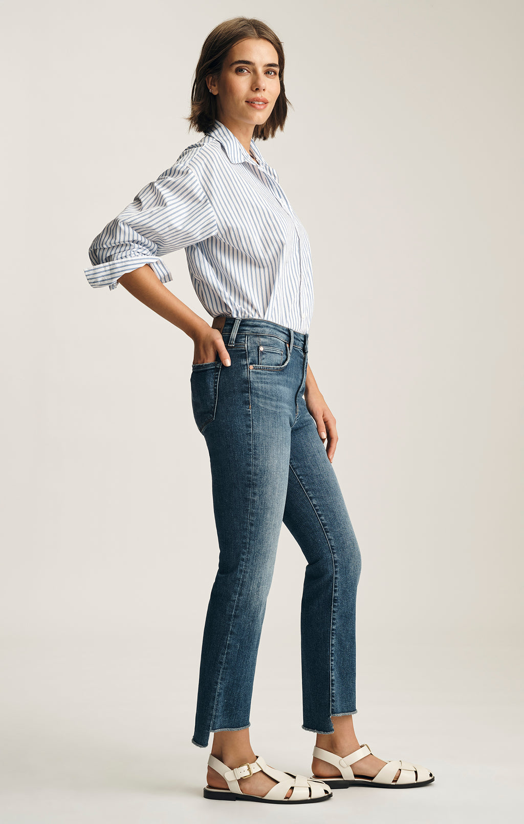 ANIKA CROPPED FLARE IN DARK BRUSHED FLEX BLUE - Mavi Jeans