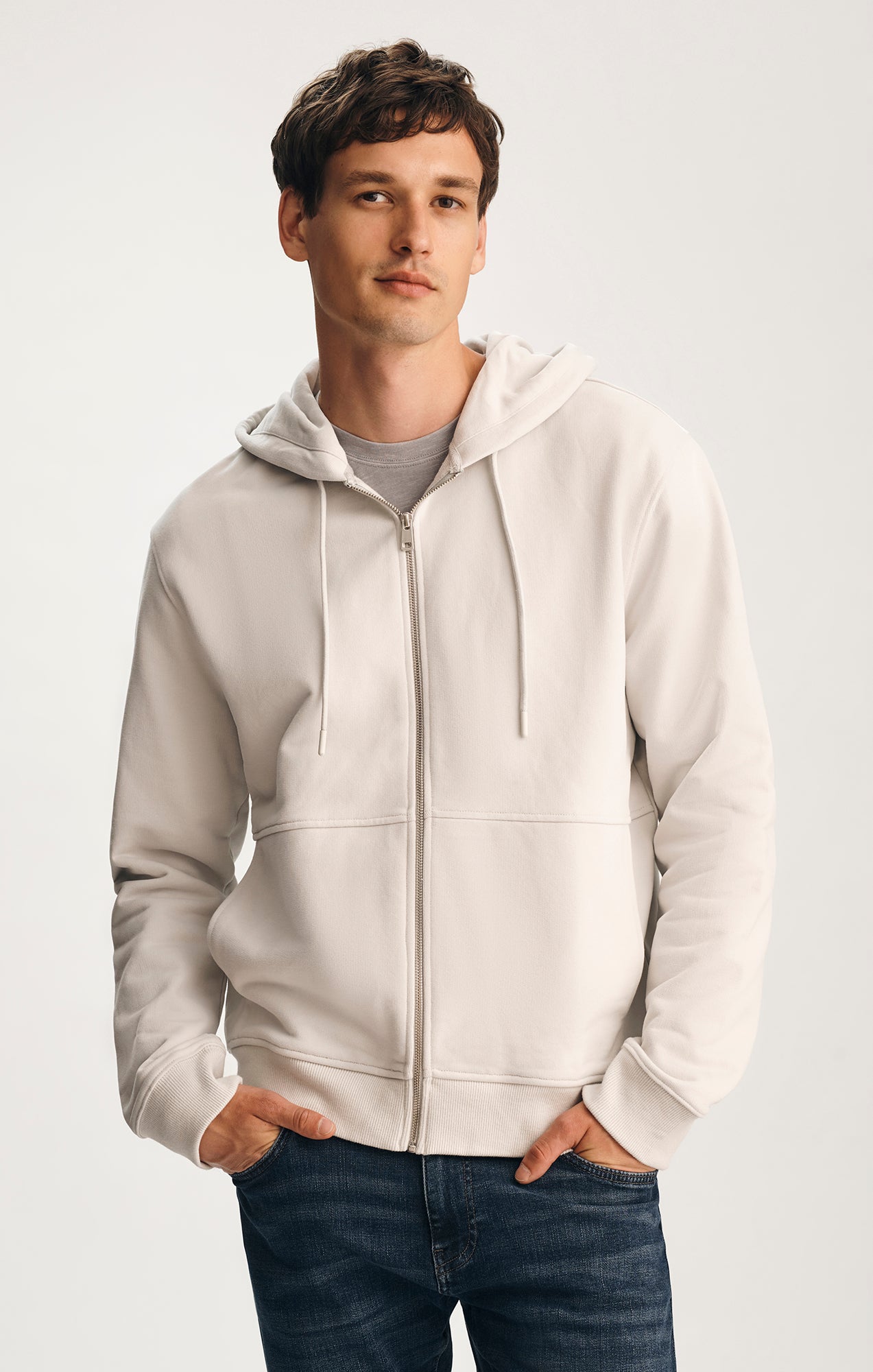 FULL ZIP HOODIE IN LUNAR ROCK - Mavi Jeans
