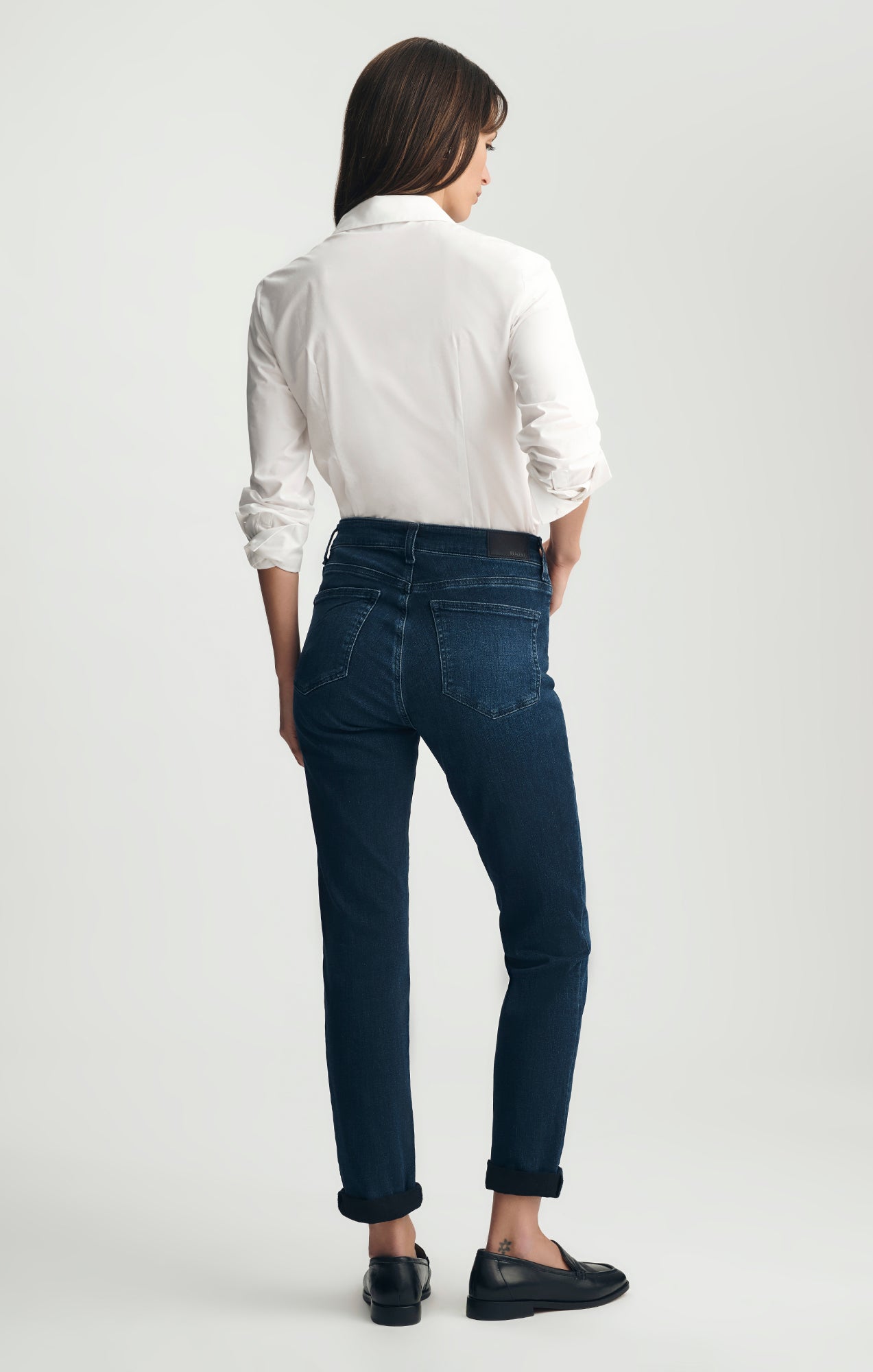 KATHLEEN SLIM BOYFRIEND IN INK BRUSHED FEATHER BLUE