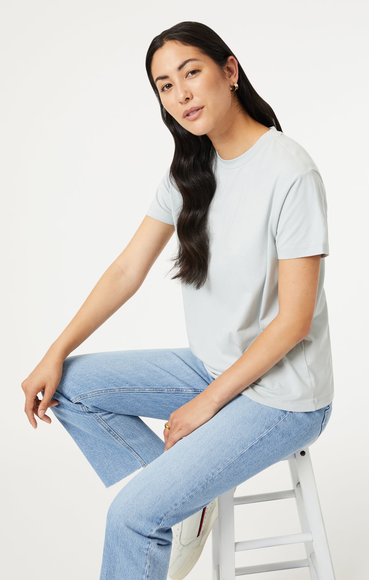CREW NECK T-SHIRT IN SAGE NATURAL DYE - Mavi Jeans
