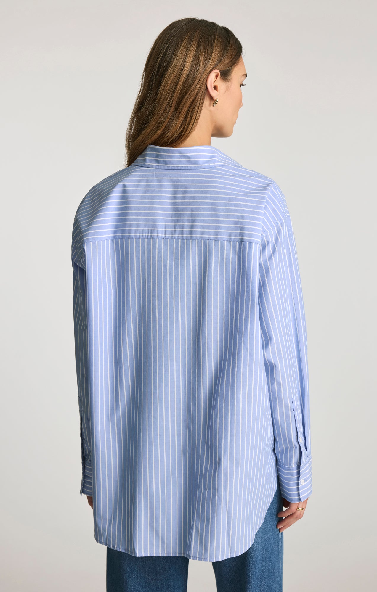 OVERSIZED BUTTON-UP SHIRT IN NAVY STRIPE - Mavi Jeans