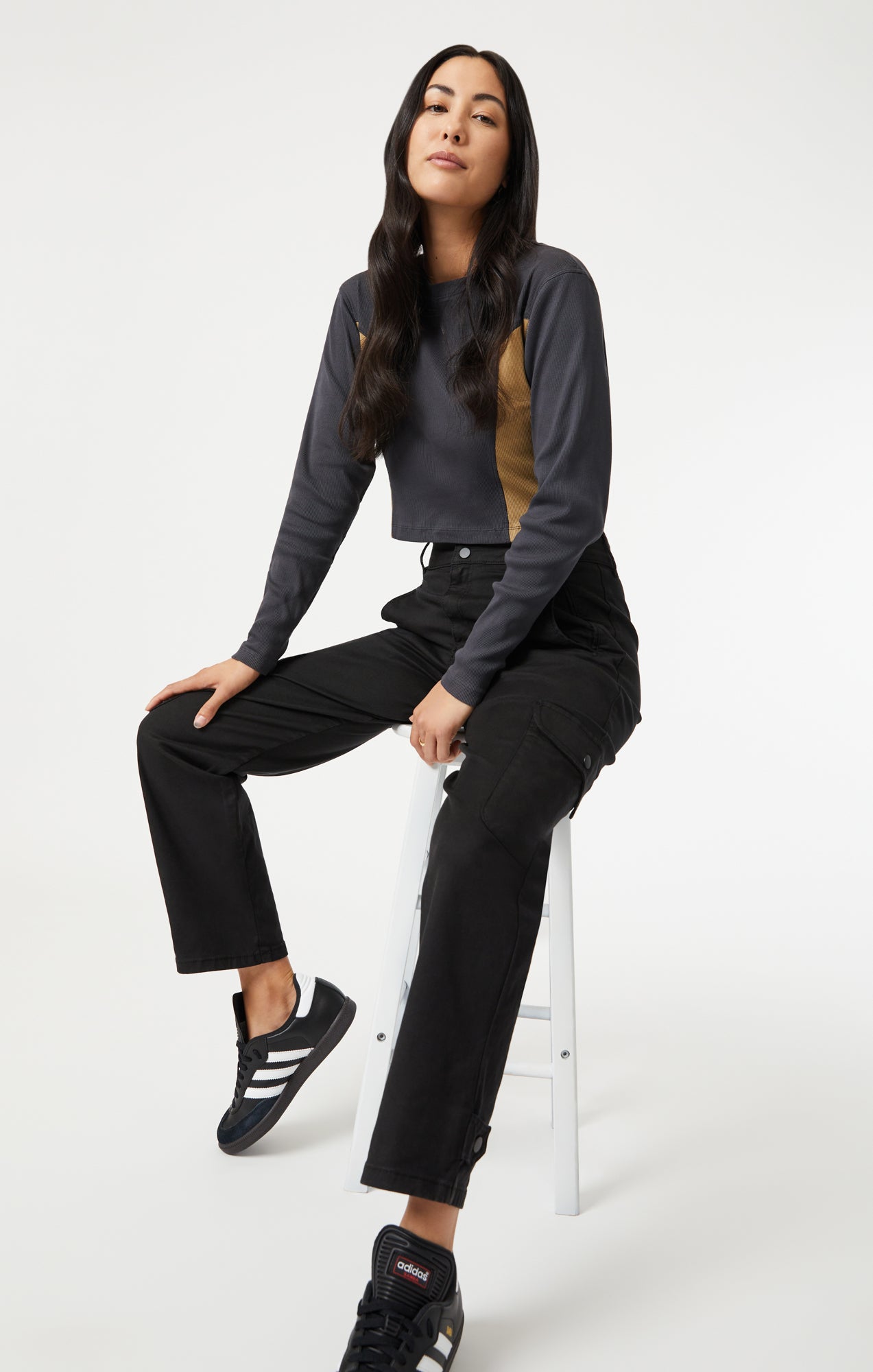 ELSIE CARGO PANTS IN BLACK LUXE TWILL - Mavi Jeans