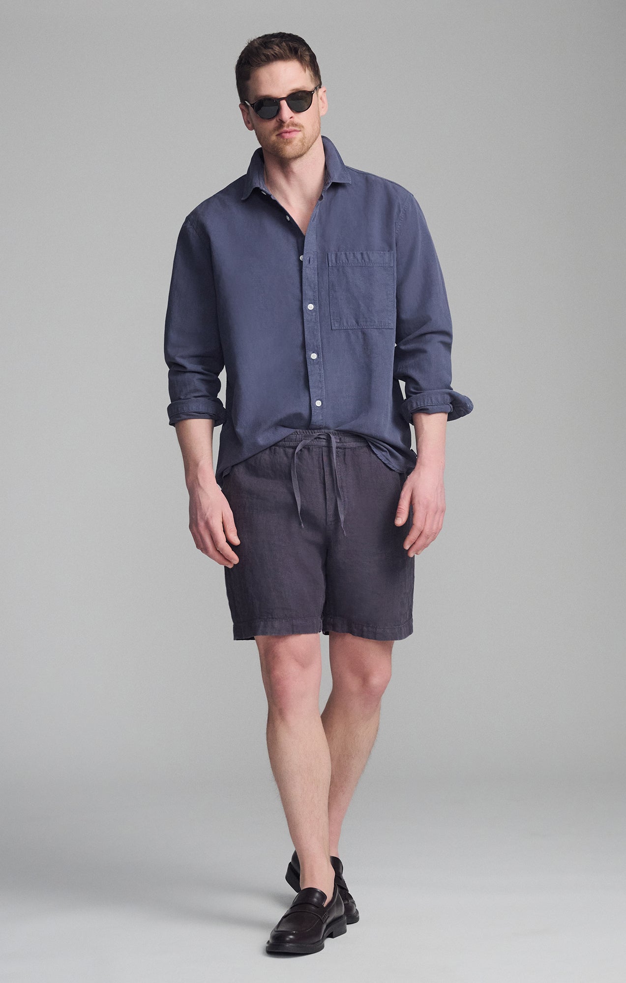 ONE POCKET LONG SLEEVE BUTTON-UP SHIRT IN OUTER SPACE - Mavi Jeans
