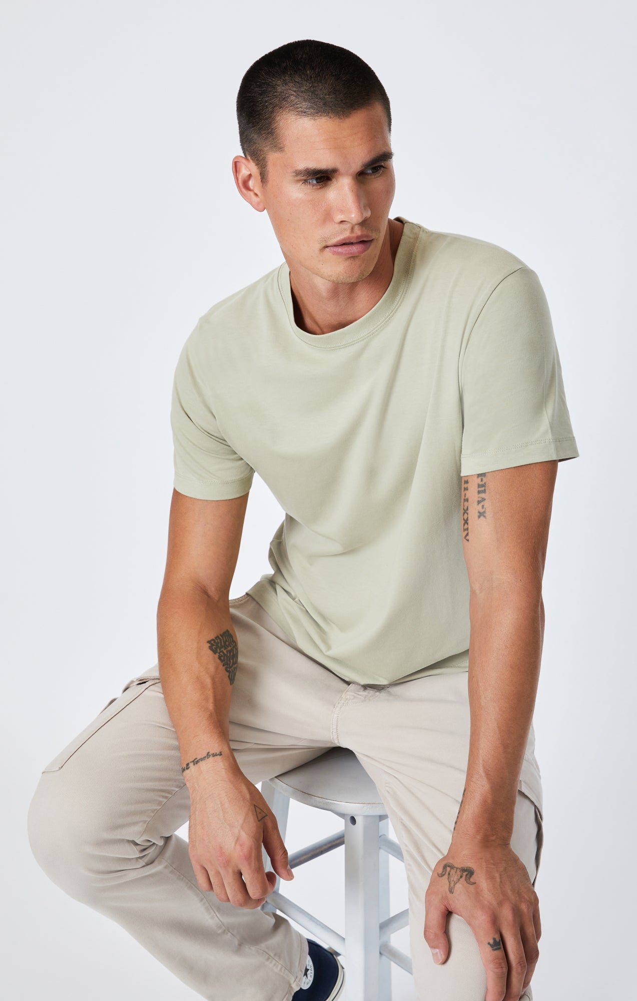 CREW NECK T-SHIRT IN TEA NATURAL DYE - Mavi Jeans