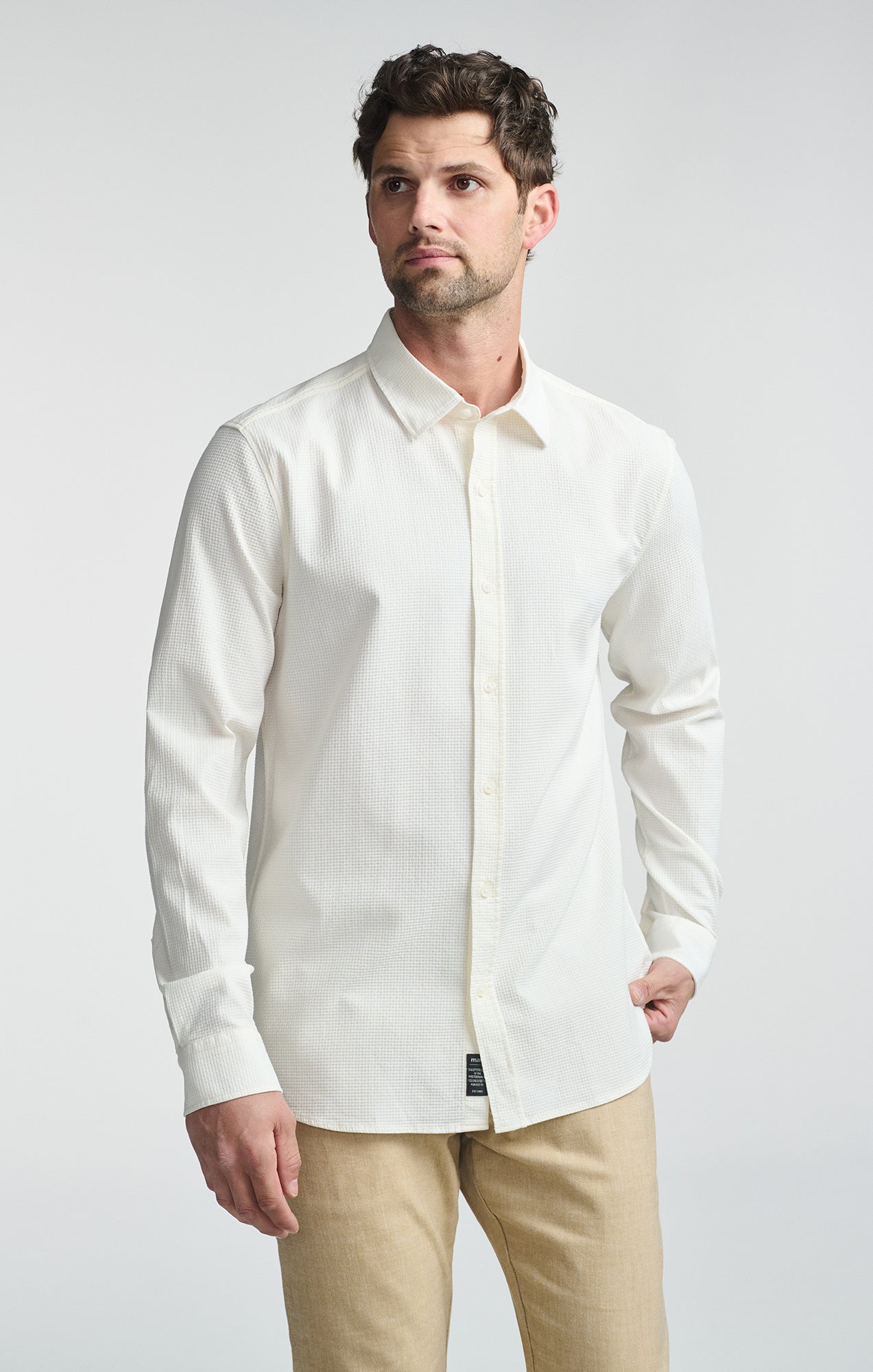 LONG SLEEVE BUTTON-UP SHIRT IN ANTIQUE WHITE - Mavi Jeans