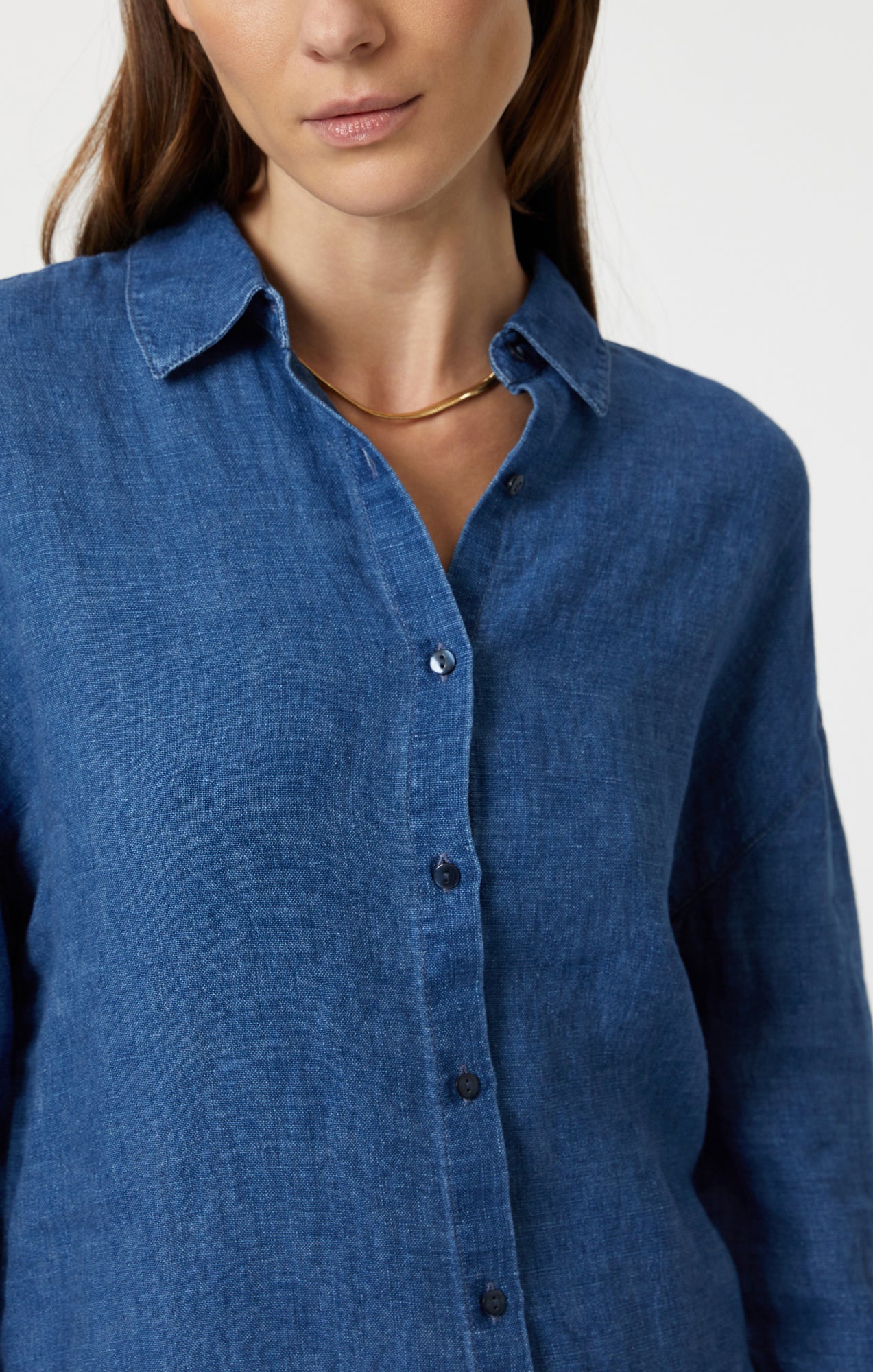 LINEN LONG SLEEVE SHIRT IN ENSIGN BLUE - Mavi Jeans