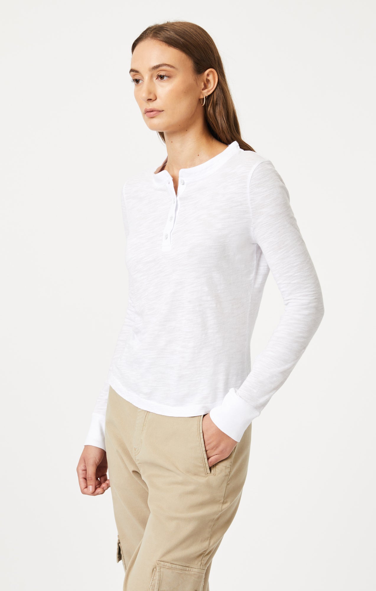 HENLEY T-SHIRT IN WHITE - Mavi Jeans