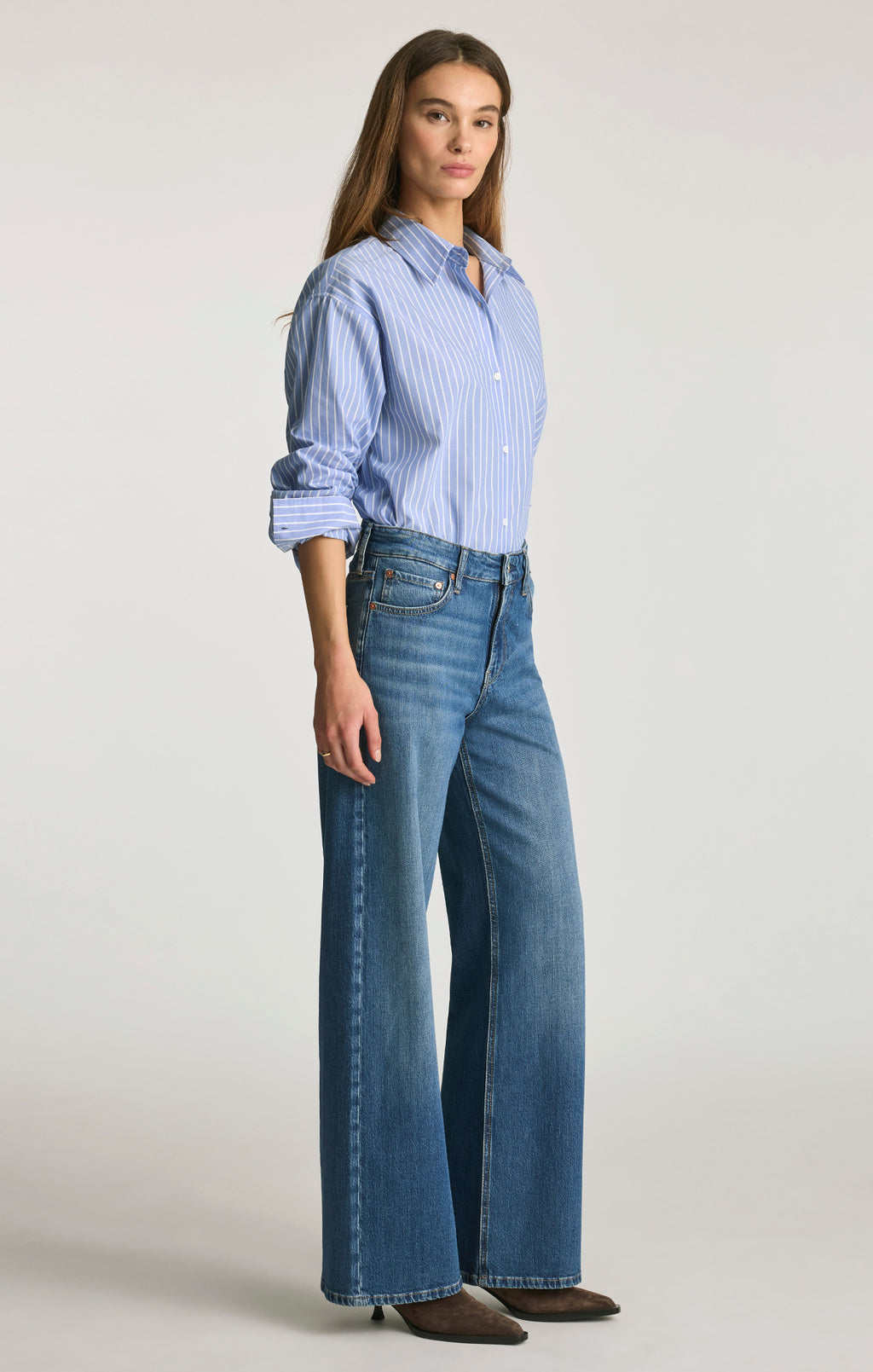 FLORIDA WIDE LEG IN MID BRUSHED CLASSIC BLUE - Mavi Jeans