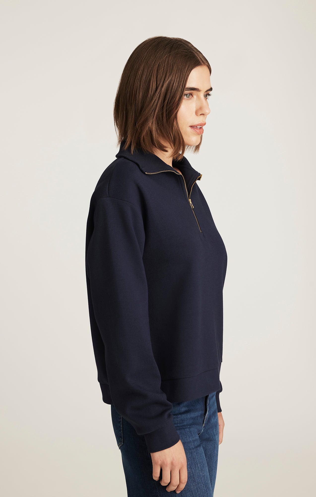 HALF ZIP SWEATSHIRT IN NAVY BLAZER - Mavi Jeans