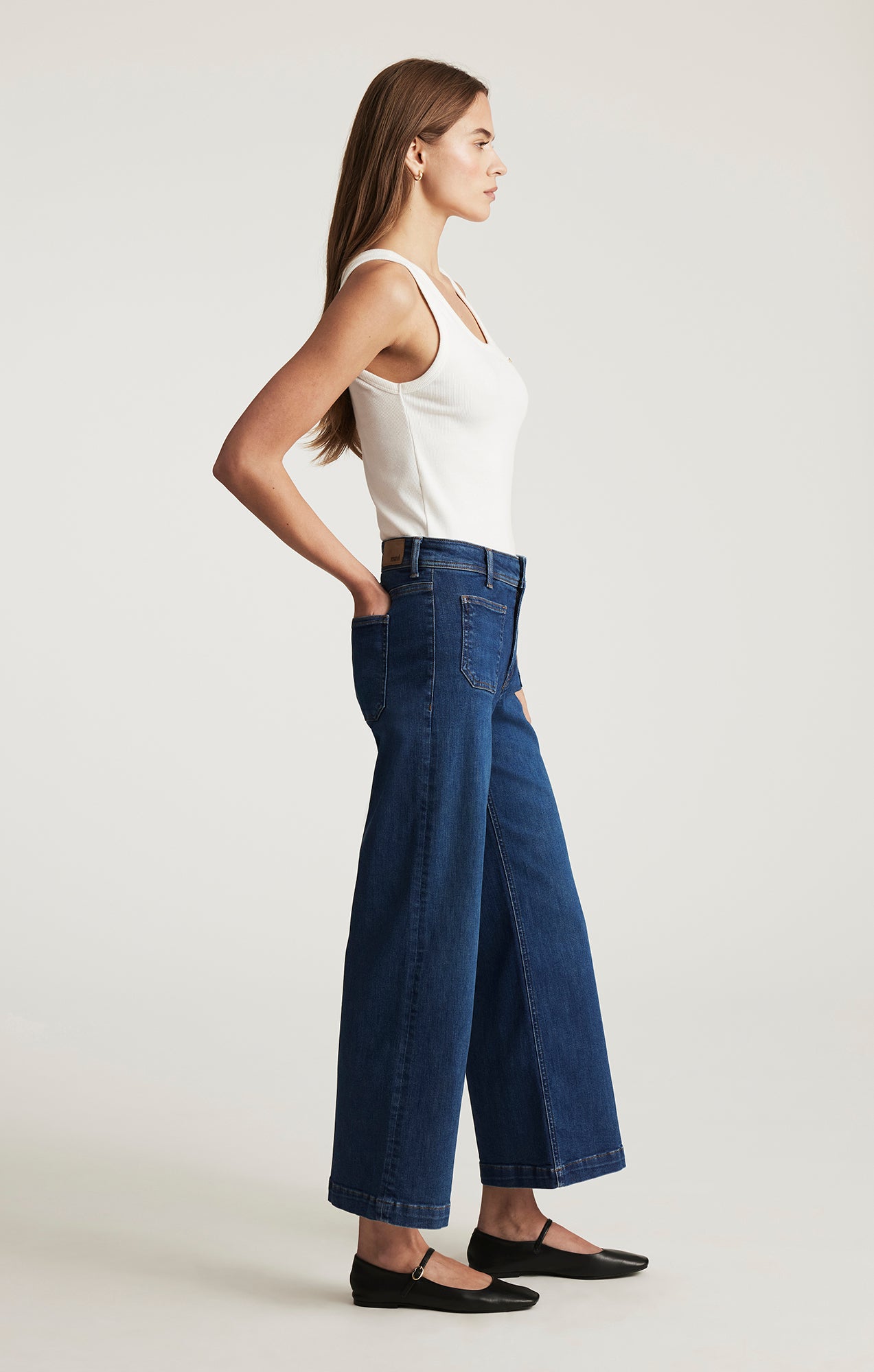 Mavi Women's Paloma Marine Wide Leg In Mid Shaded Flex Blue – Mavi