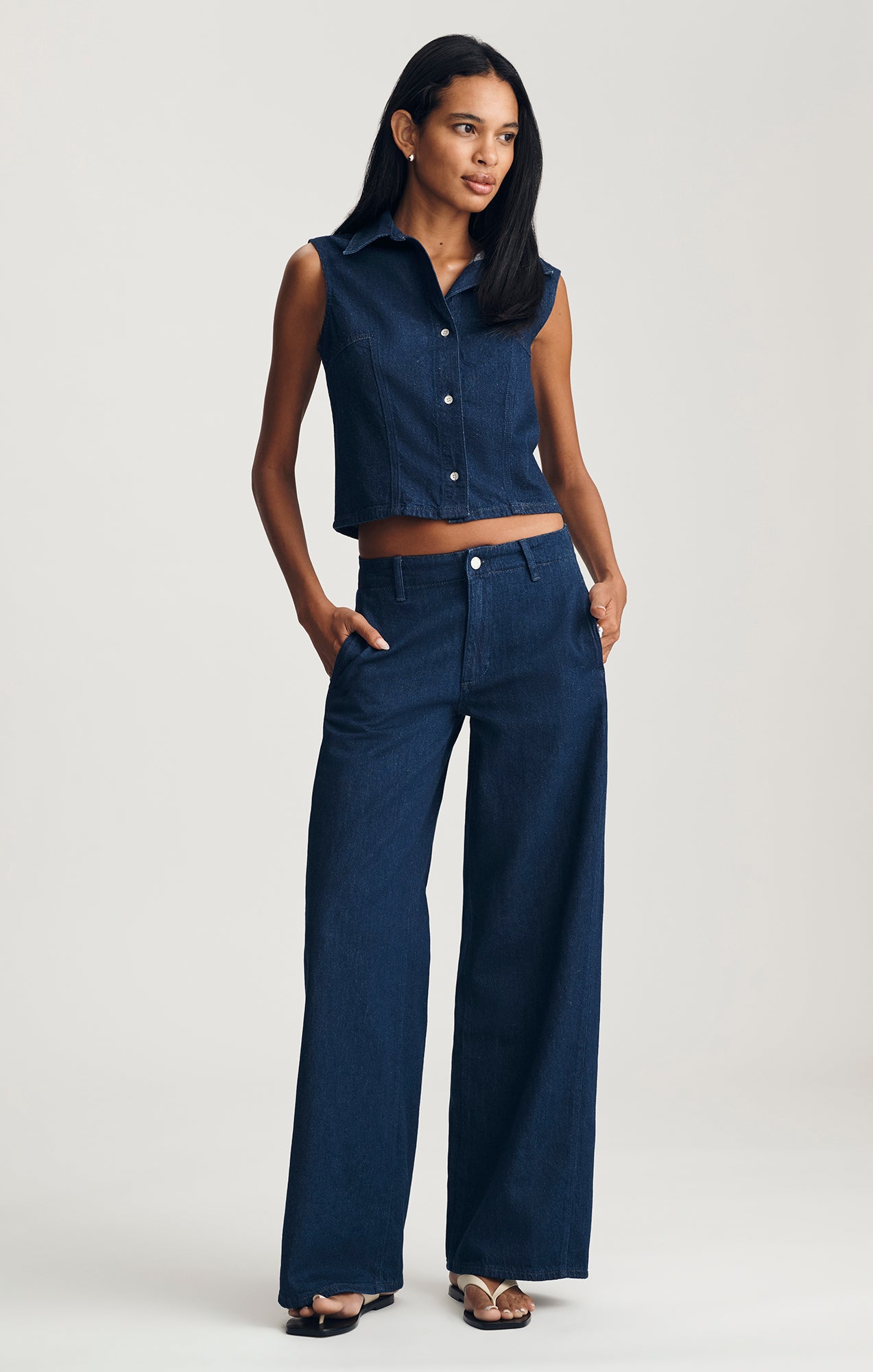 Mavi Women's Siena Chino Wide Leg In Dark Linen Denim – Mavi Canada