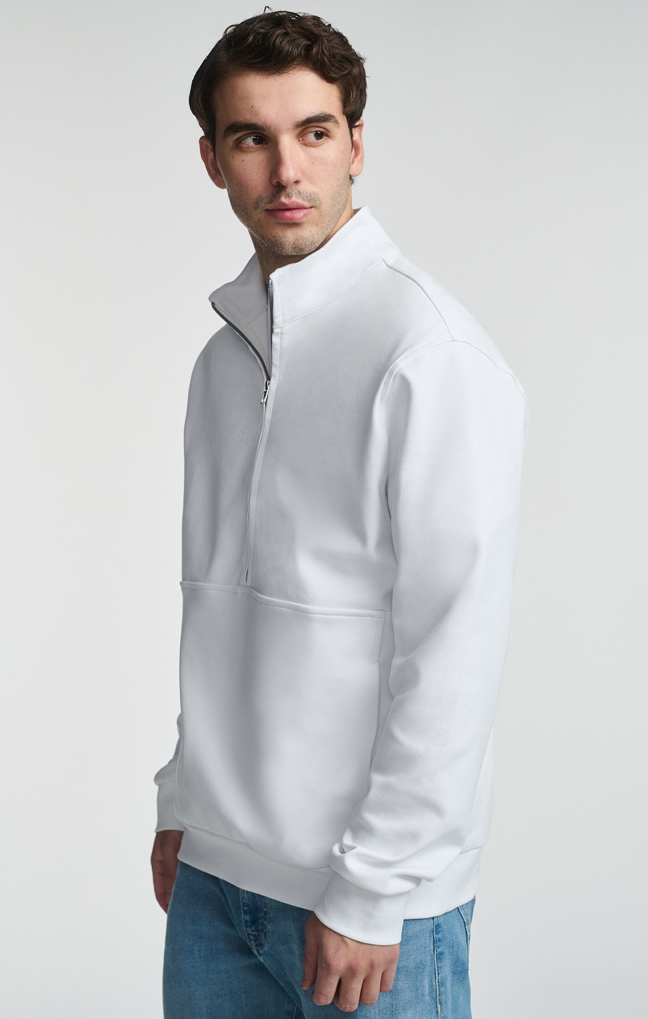 HALF ZIP SWEATSHIRT IN WHITE - Mavi Jeans