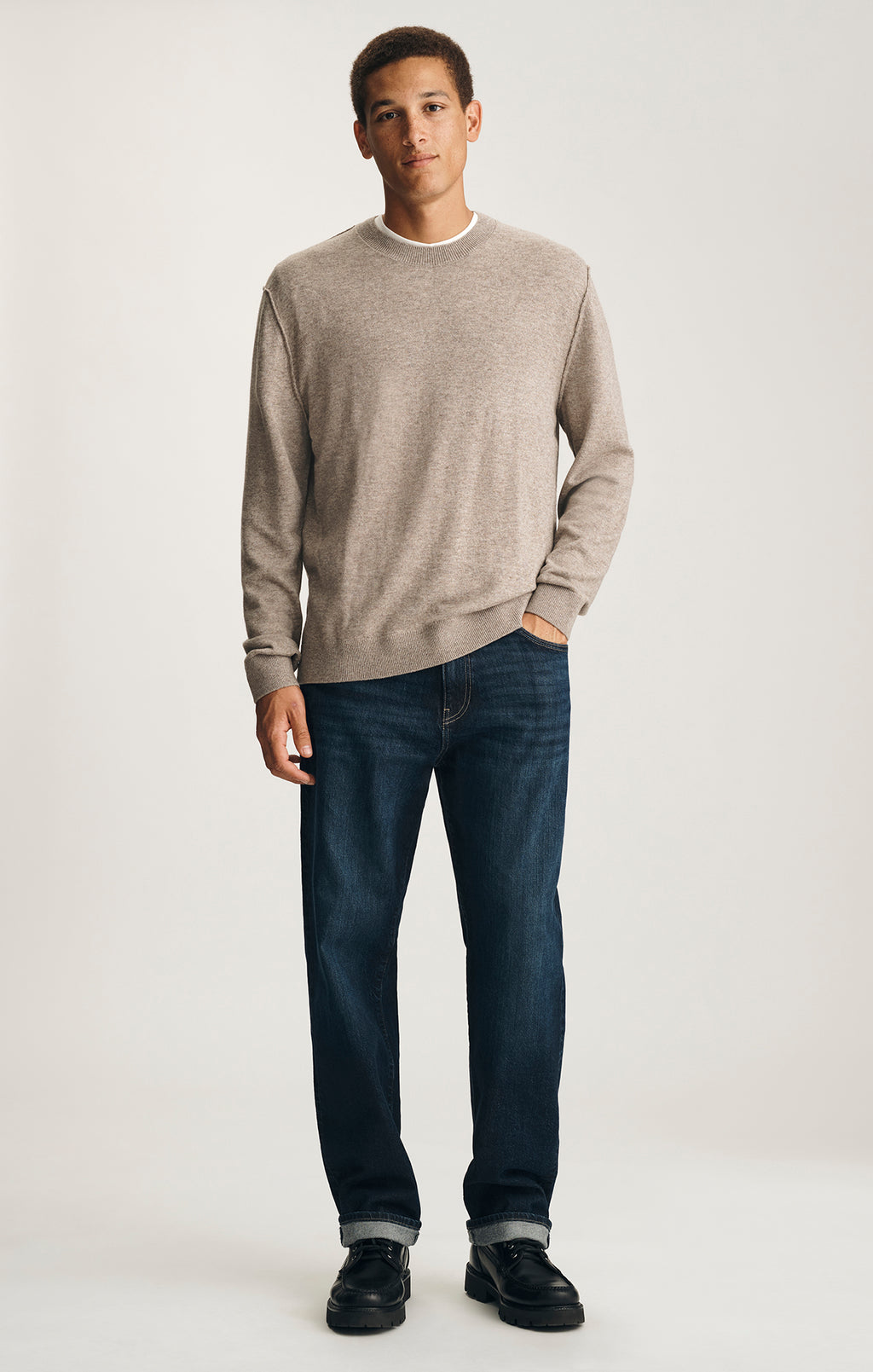 EDITION LONG SLEEVE CREW NECK SWEATER IN OATMEAL MELANGE