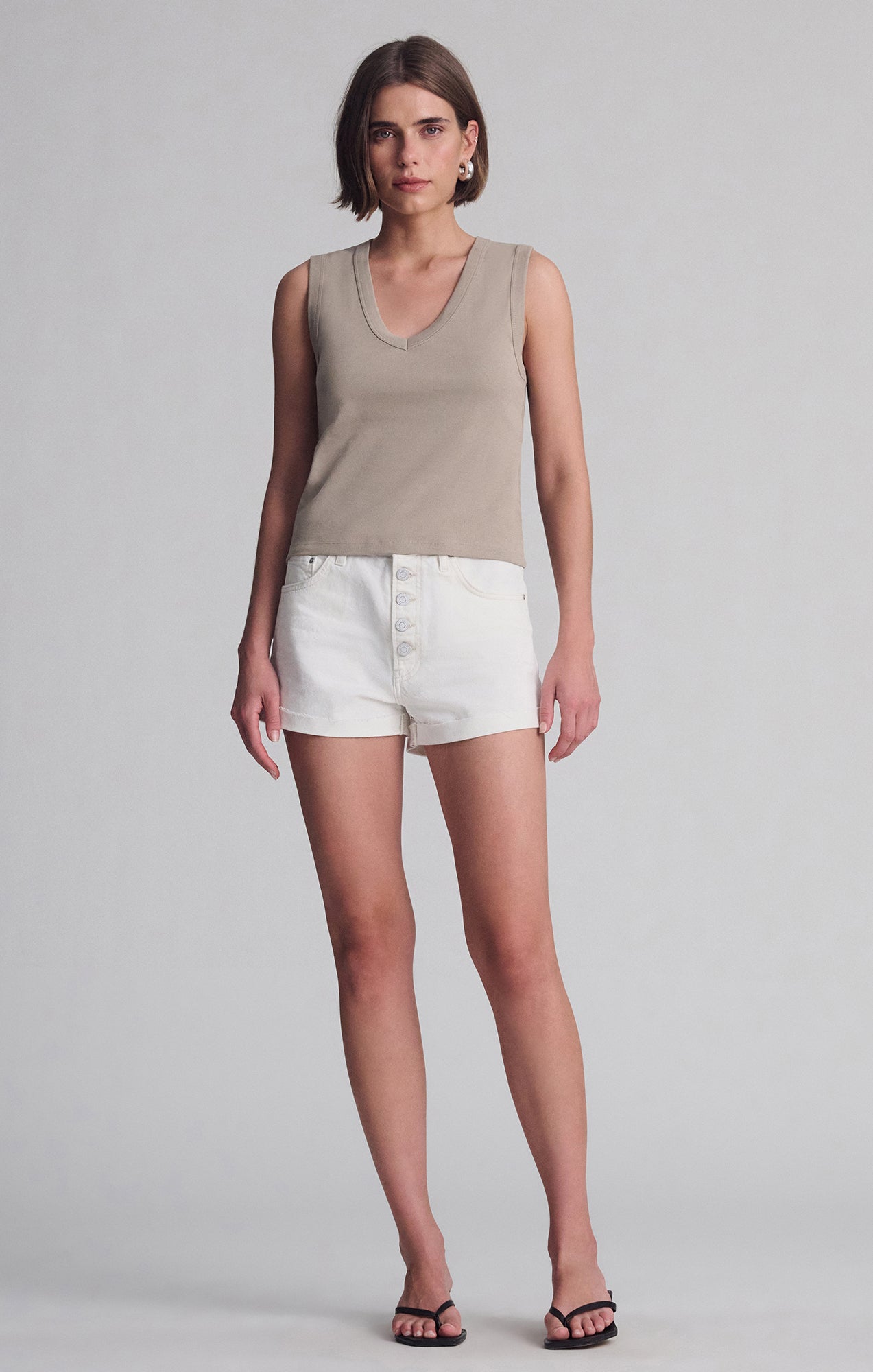 V-NECK TANK TOP IN ROASTED CASHEW - Mavi Jeans
