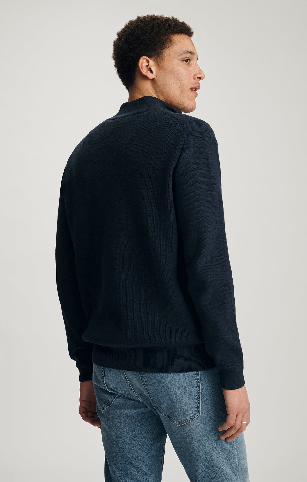 HALF ZIP SWEATER IN TOTAL ECLIPSE - Mavi Jeans
