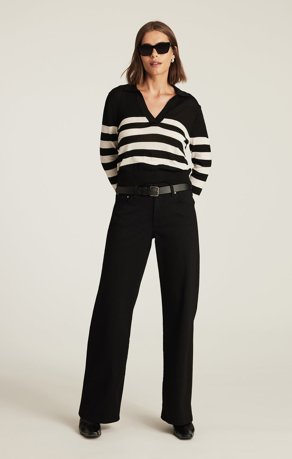 EDITION WOOL PULLOVER SWEATER IN BLACK STRIPE