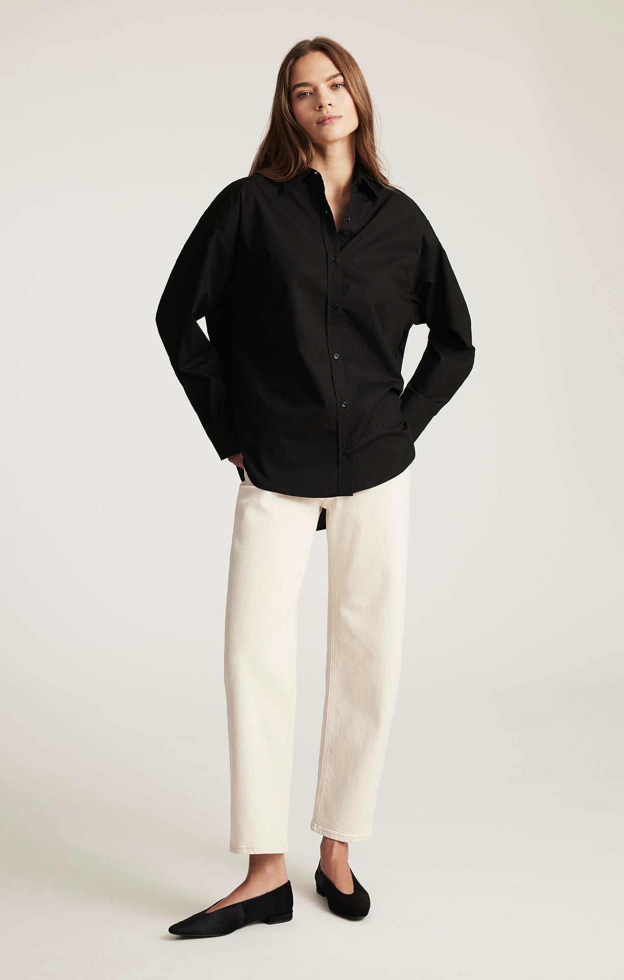 LONG SLEEVE BUTTON-UP SHIRT IN BLACK - Mavi Jeans