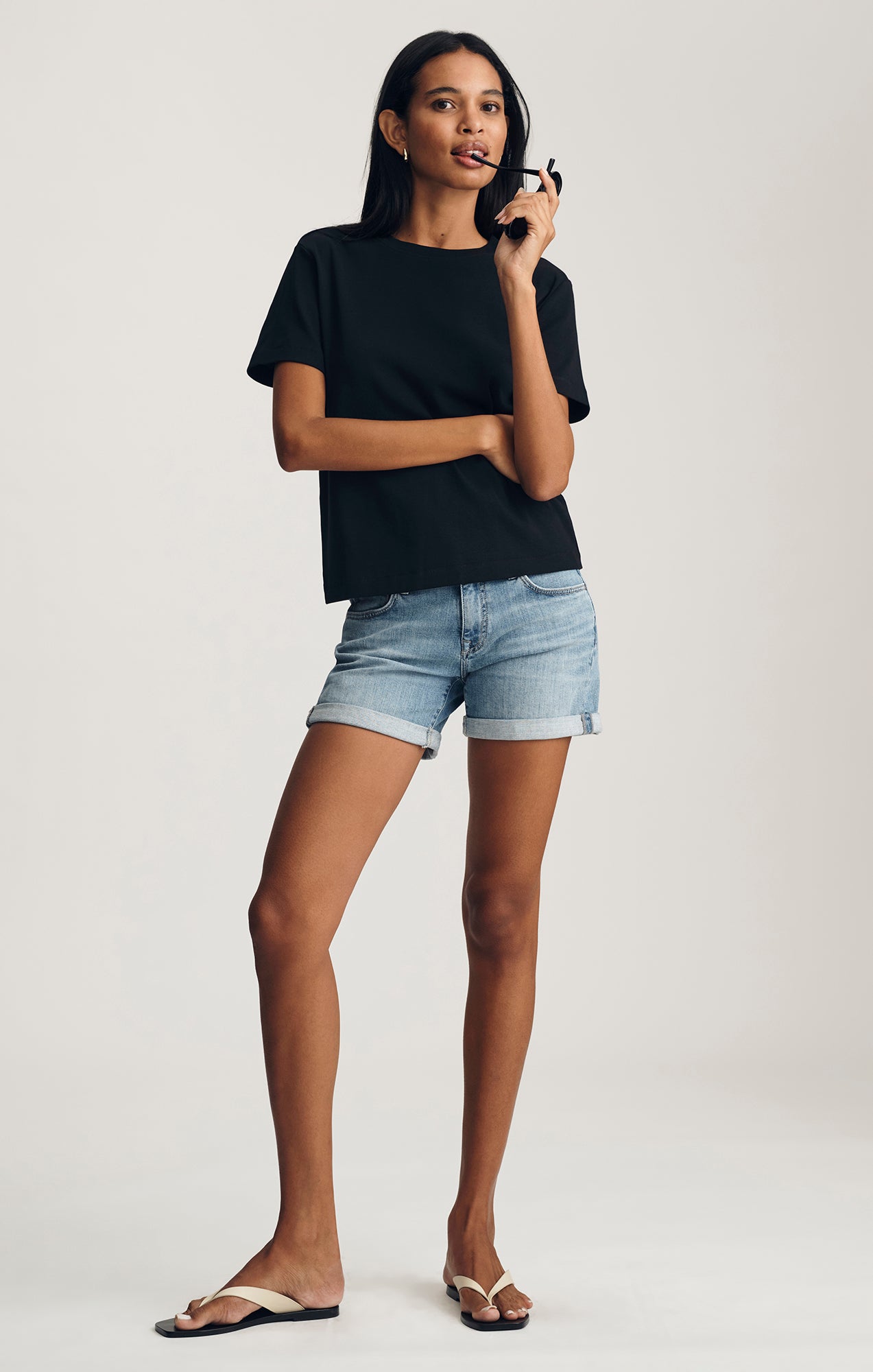 NINA CREW NECK T-SHIRT IN BLACK - Mavi Jeans