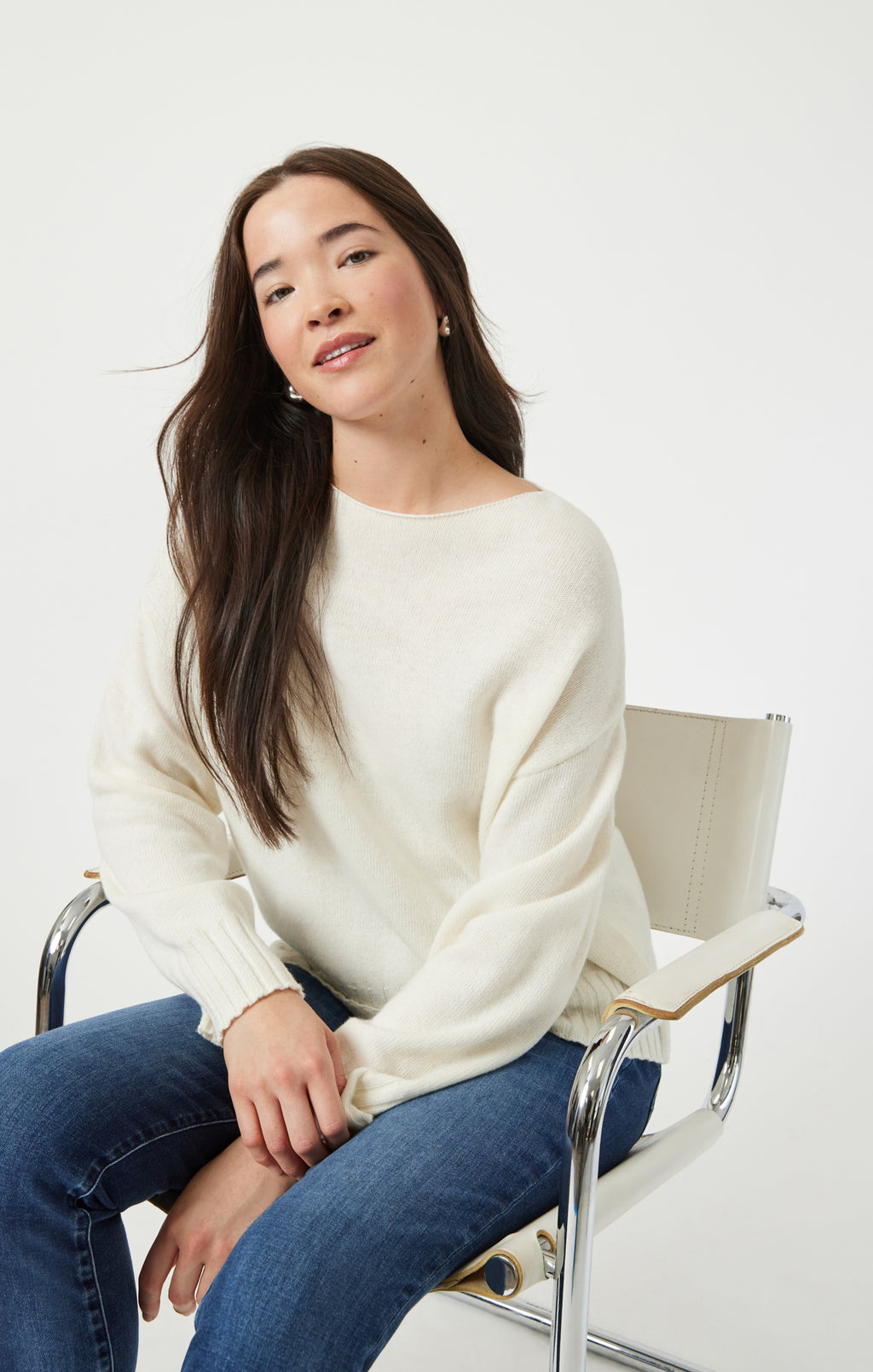 BOAT NECK SWEATER IN ANTIQUE WHITE - Mavi Jeans