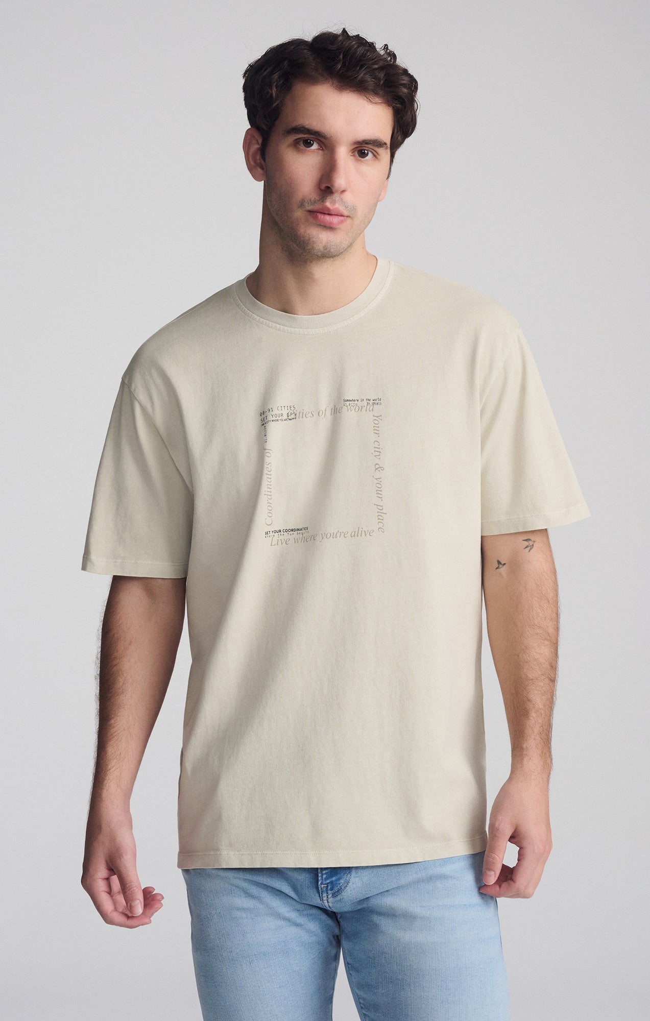 GRAPHIC CREW NECK T-SHIRT IN PELICAN - Mavi Jeans