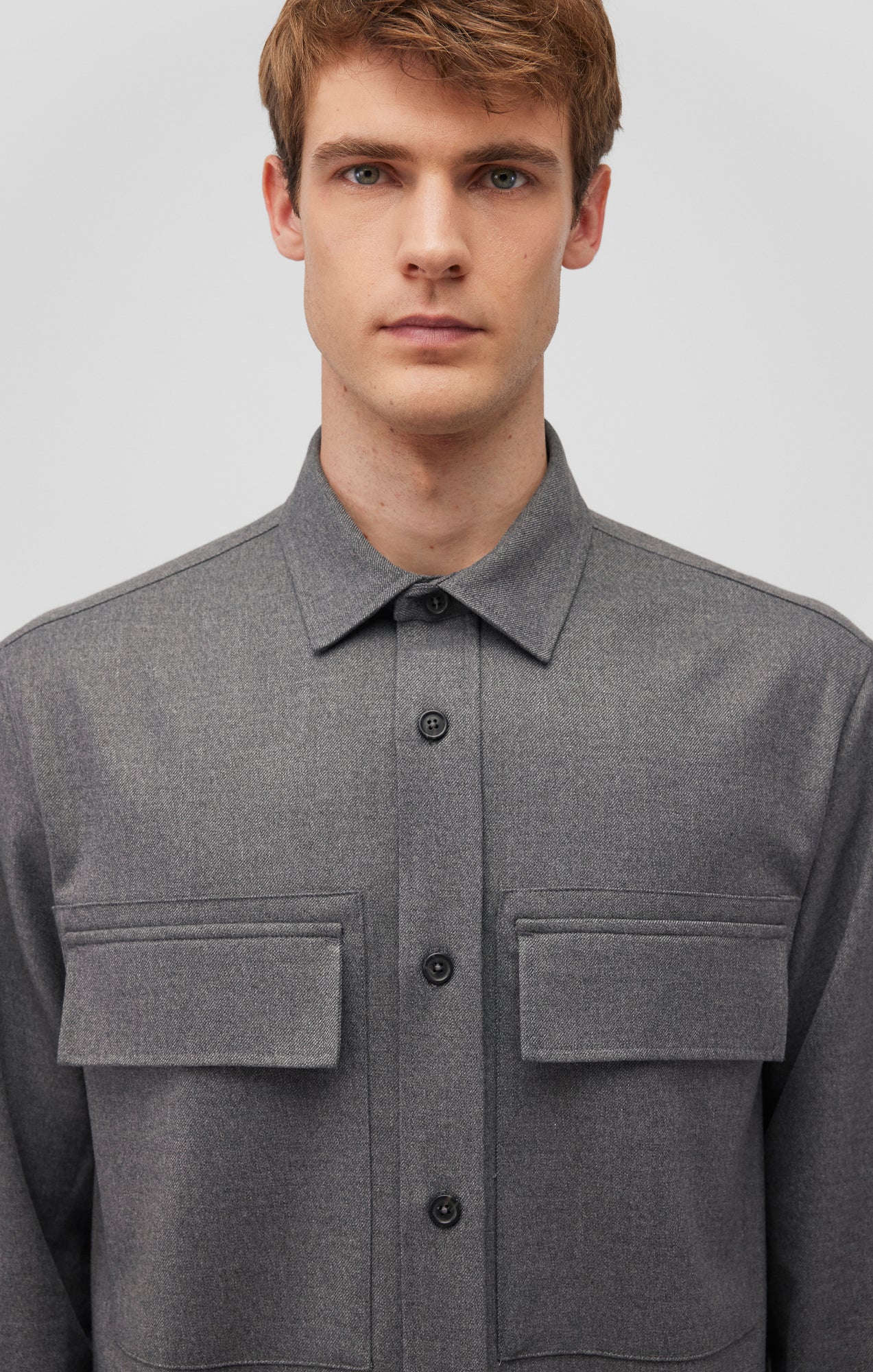 DOUBLE POCKET SHIRT IN DARK GREY MELANGE - Mavi Jeans