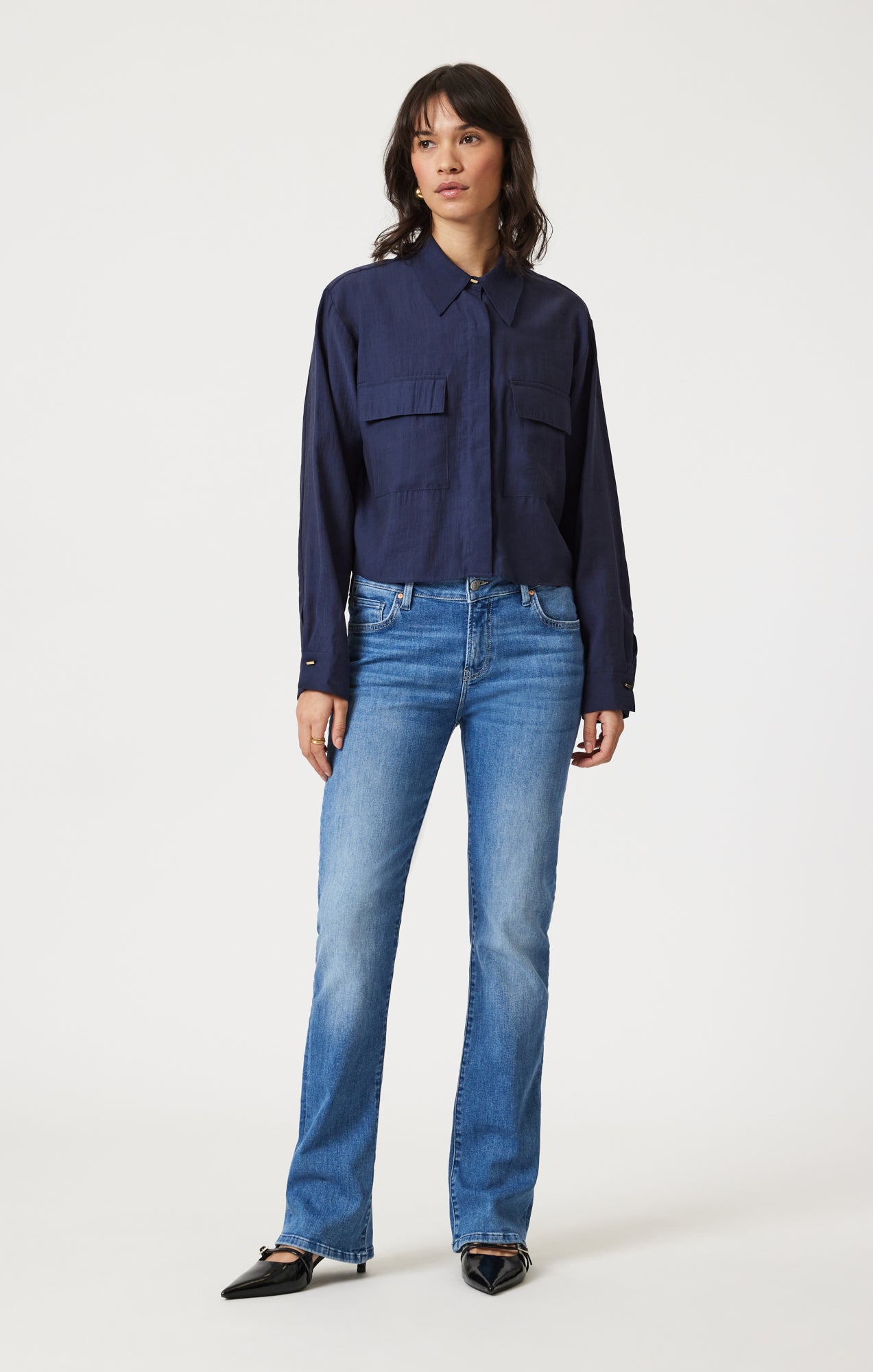 DOUBLE POCKET LONG SLEEVE SHIRT IN NAVAL ACADEMY - Mavi Jeans