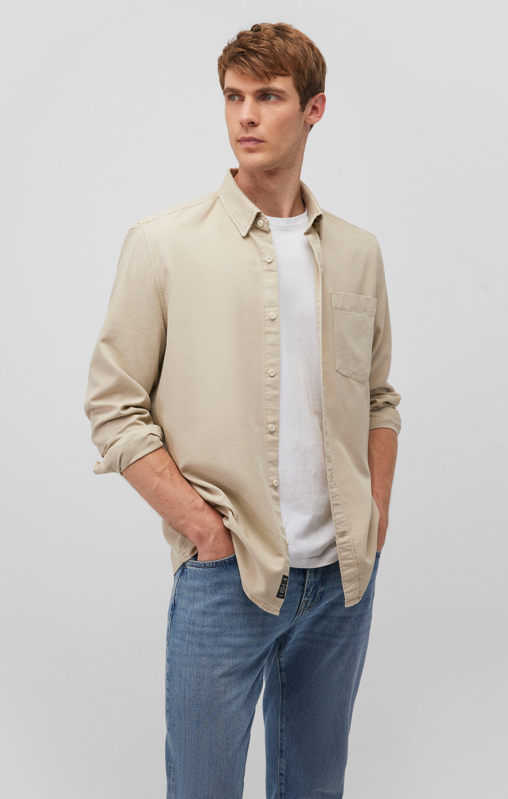 ONE POCKET BUTTON-UP SHIRT IN PELICAN - Mavi Jeans